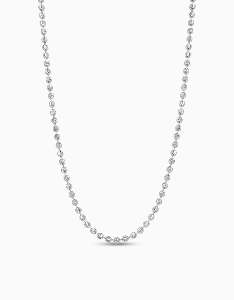 White gold deals bead necklace