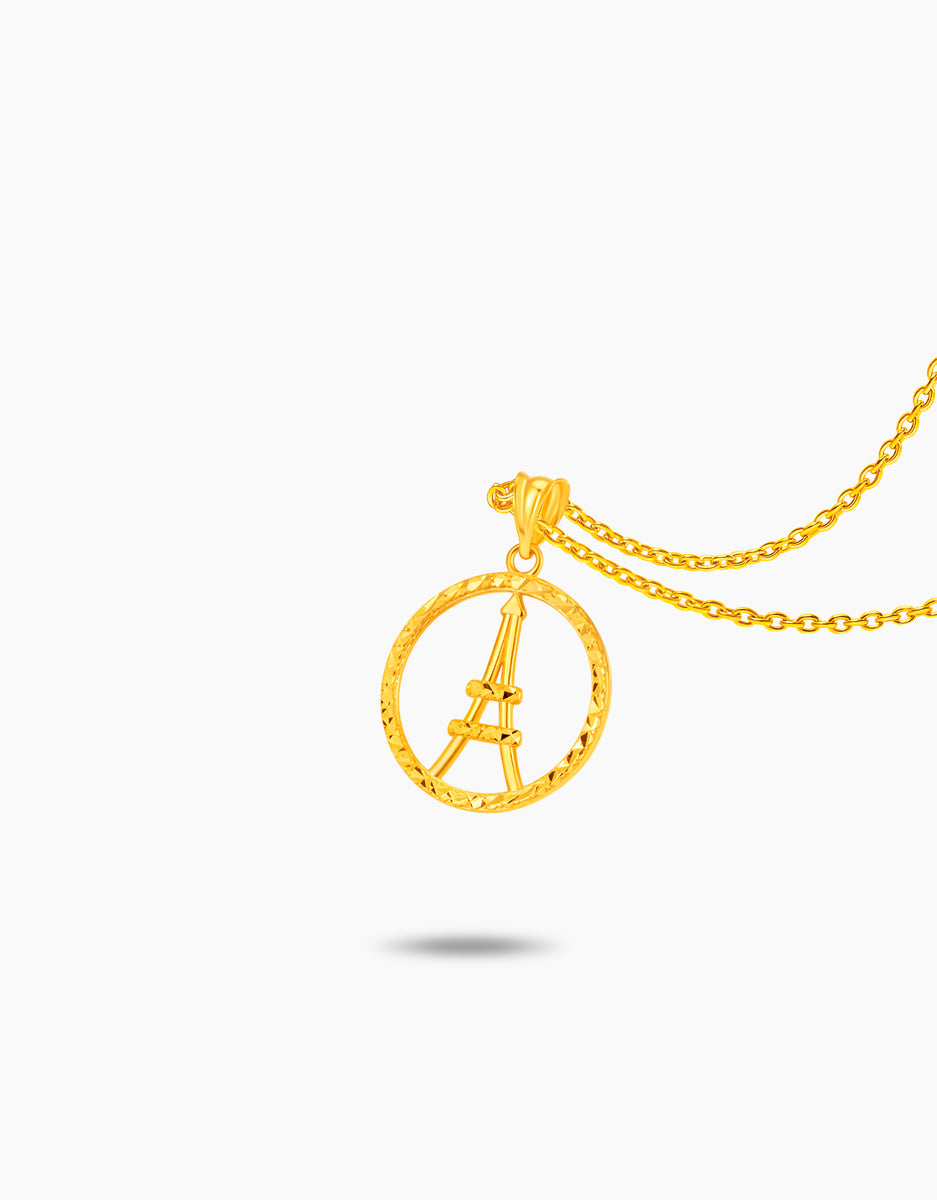 LVC MOD22 Eiffel Circle Gold Pendant Love & Co.