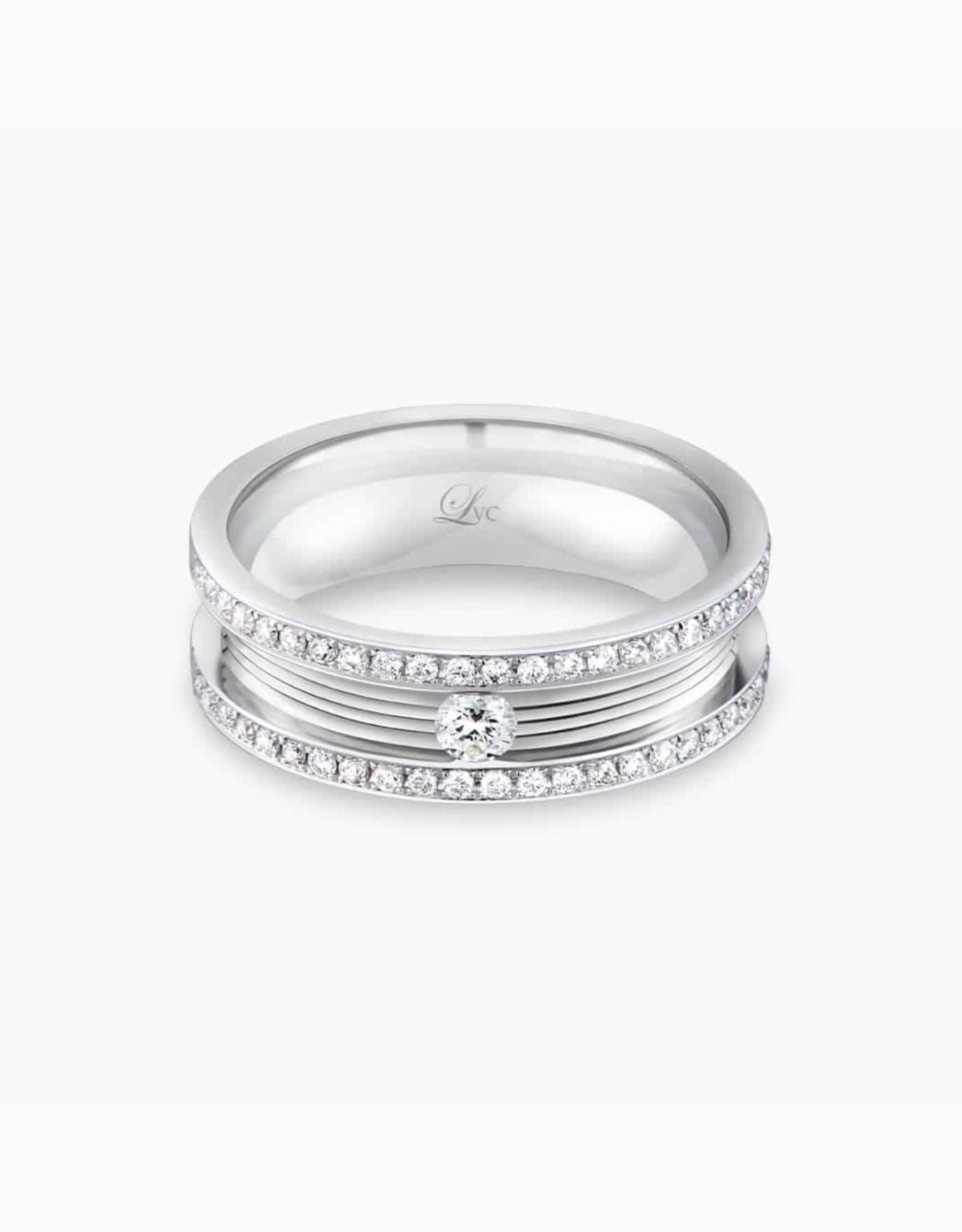LVC Promise Eternity Wedding Band with a Center Solitaire Diamond