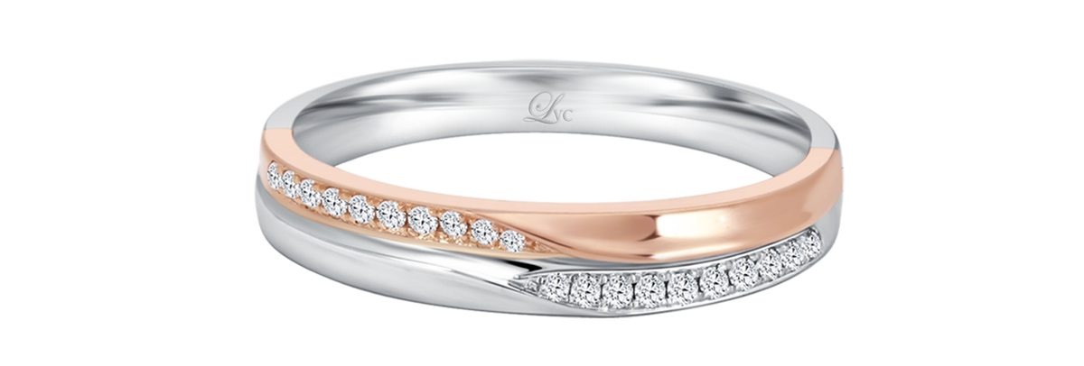 LVC Desirio Wedding Band in White Gold with Rose Gold Band Inlay with –  Love & Co.