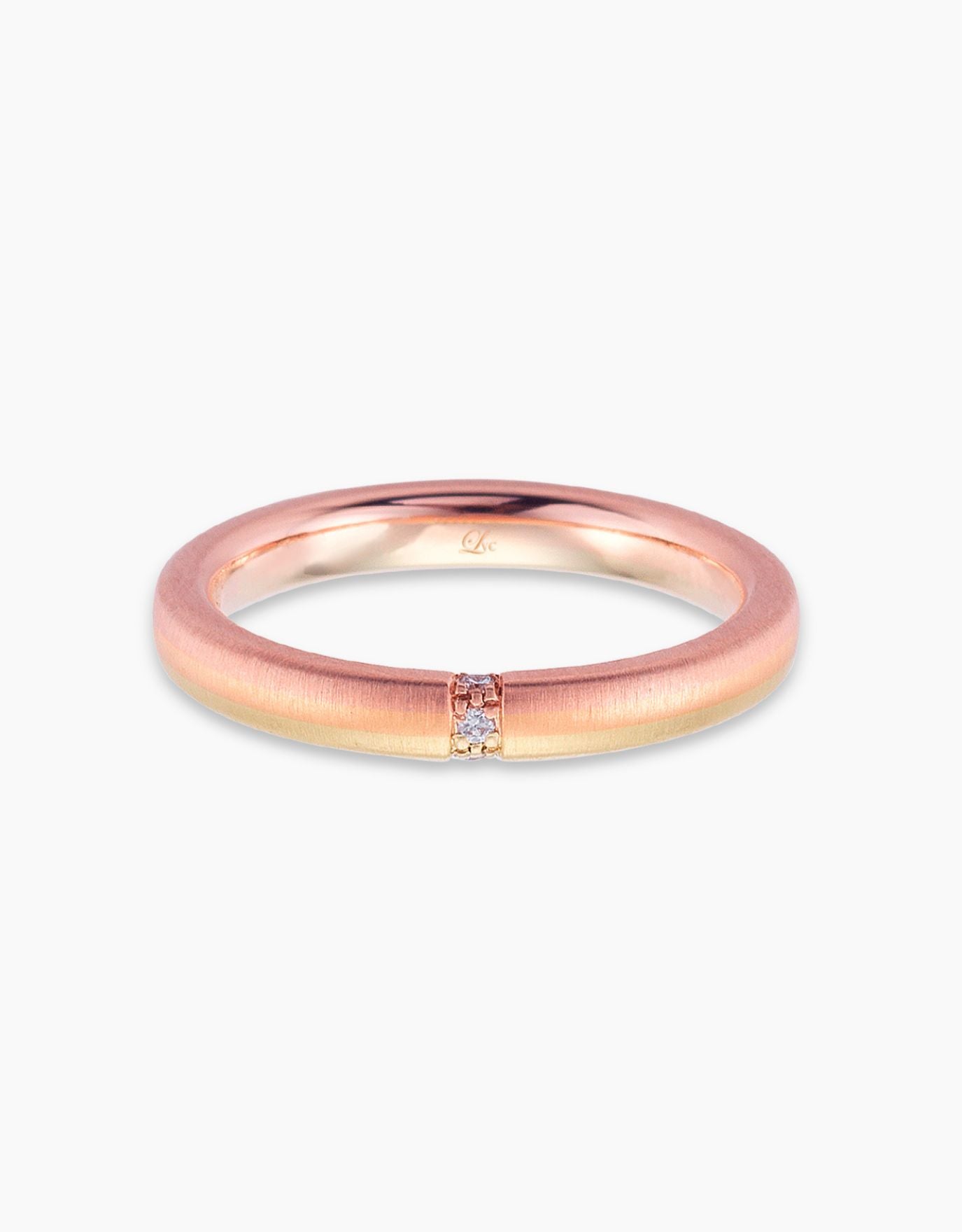 LVC Soleil Sunrise Wedding Band in Three Textures of Gold