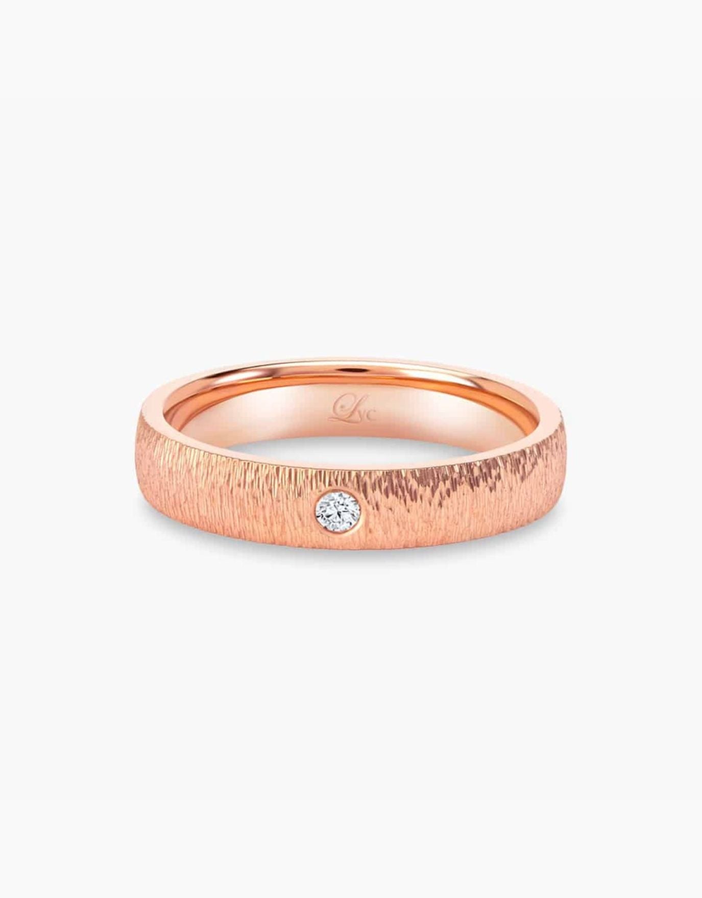LVC Soleil Wedding Band in Rose Gold with a Center Diamond