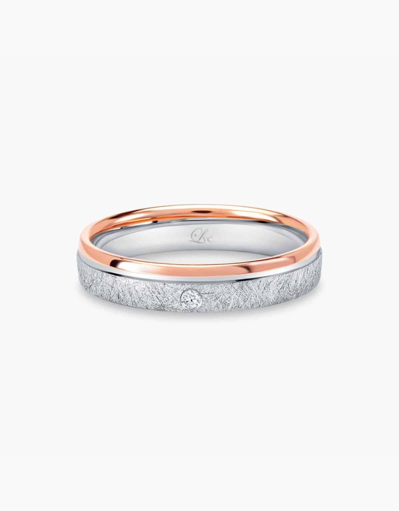 LVC Soleil Wedding Band in Dual Matte and Glossy Finish with Diamond