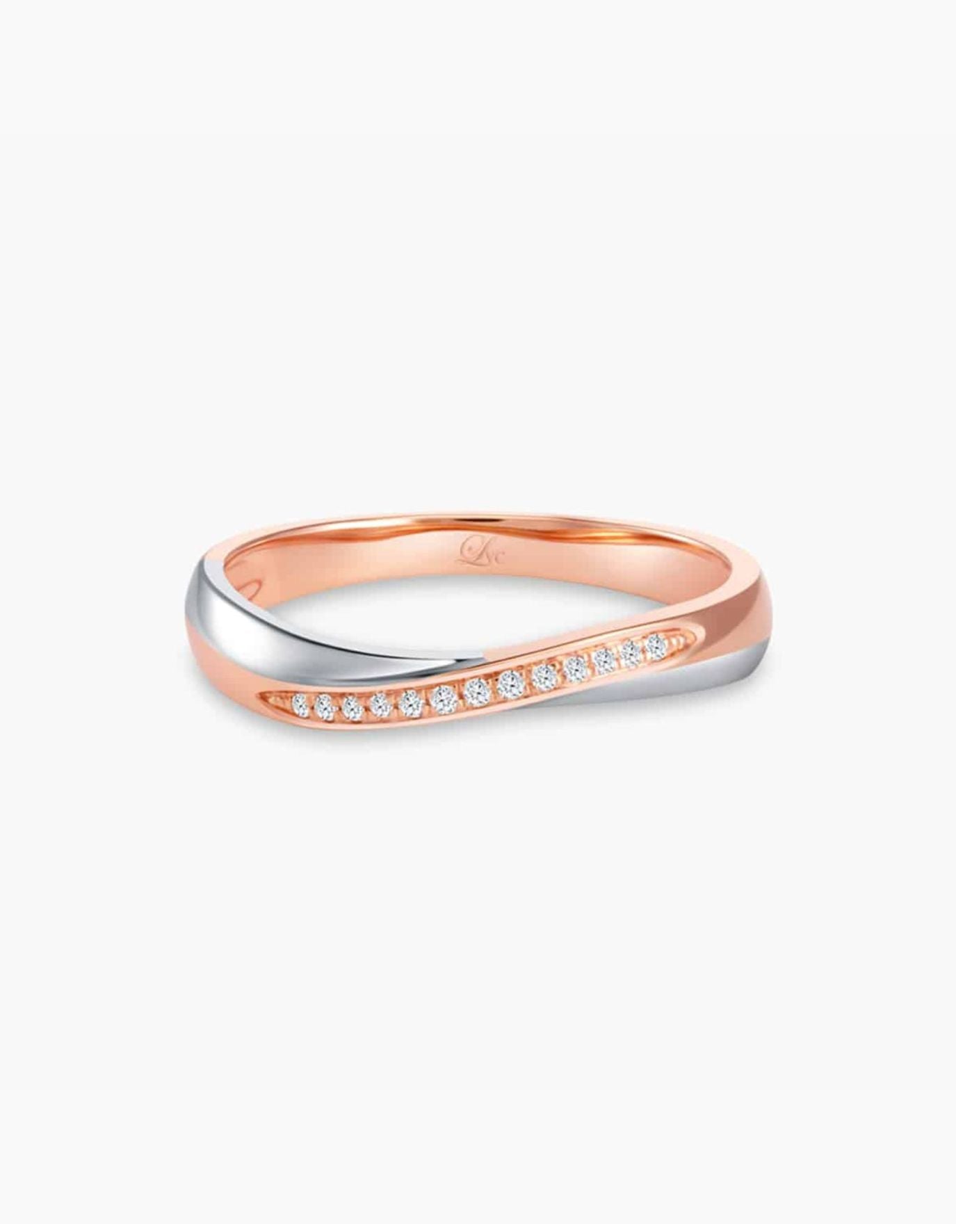 LVC Perfection Bliss Wedding Band in White and Rose Gold with Diamonds