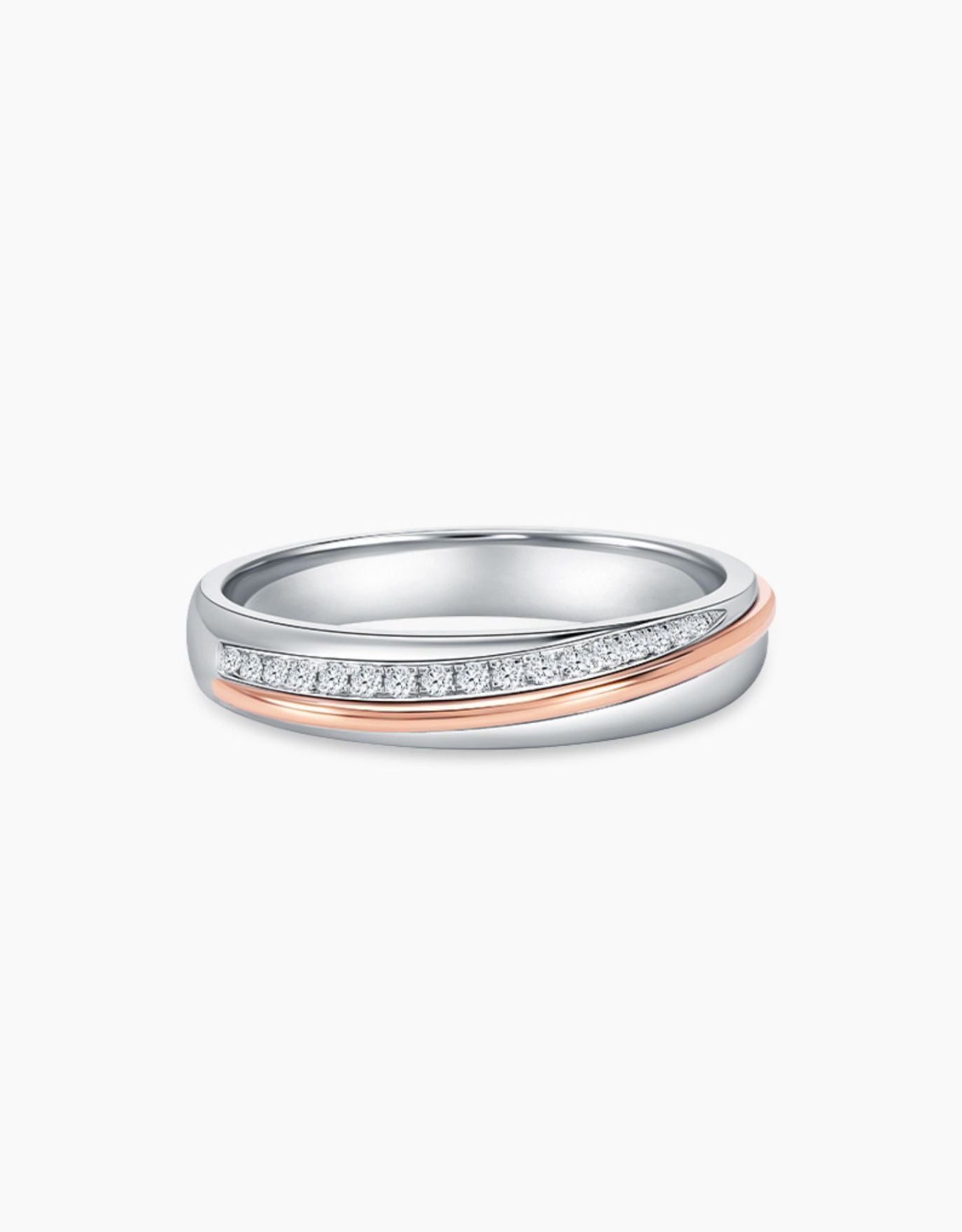 LVC Perfection Joy Wedding Bands in White and Rose Gold with Diamonds