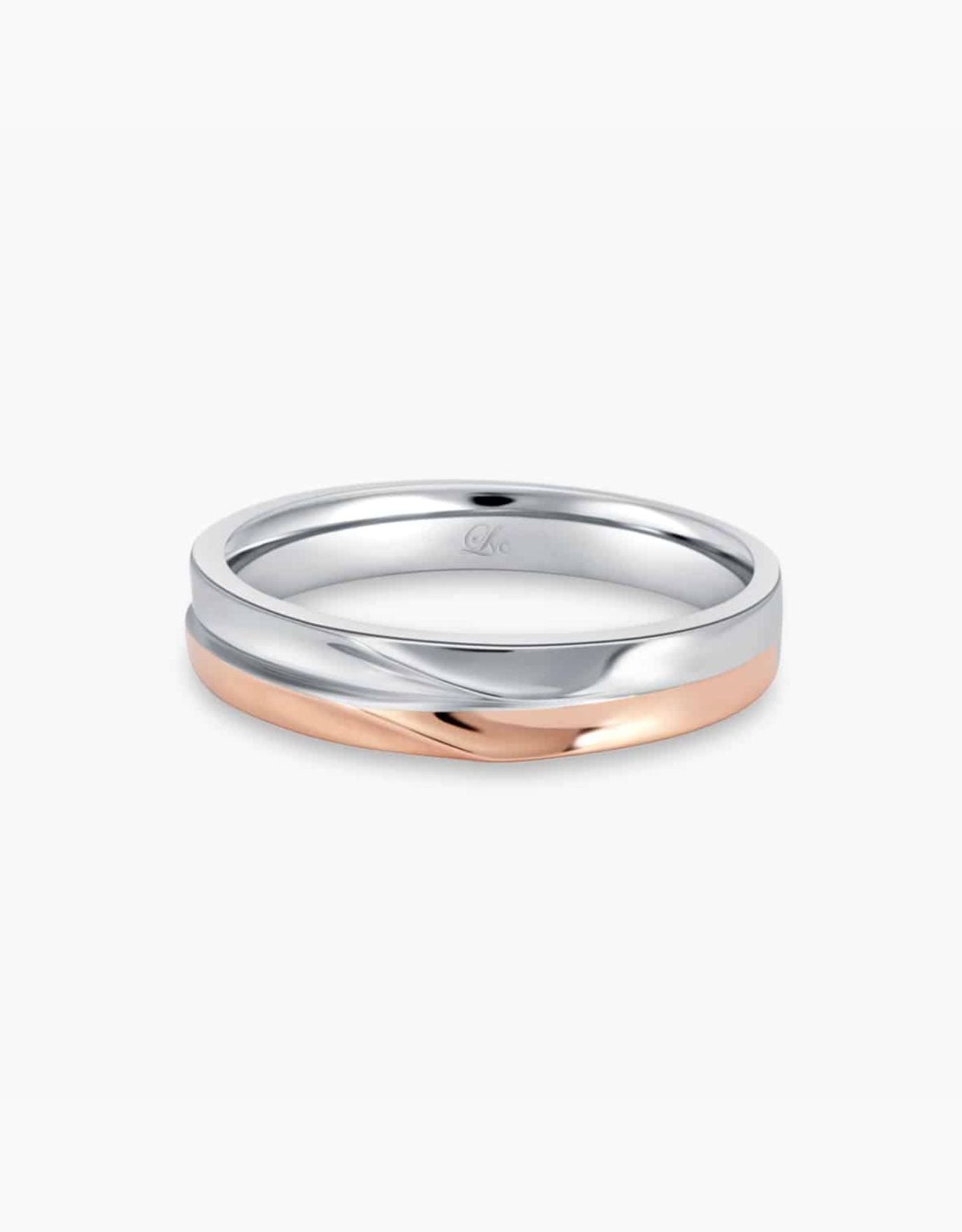 LVC Desirio Wedding Band in Dual White and Rose Gold Glossy Finish
