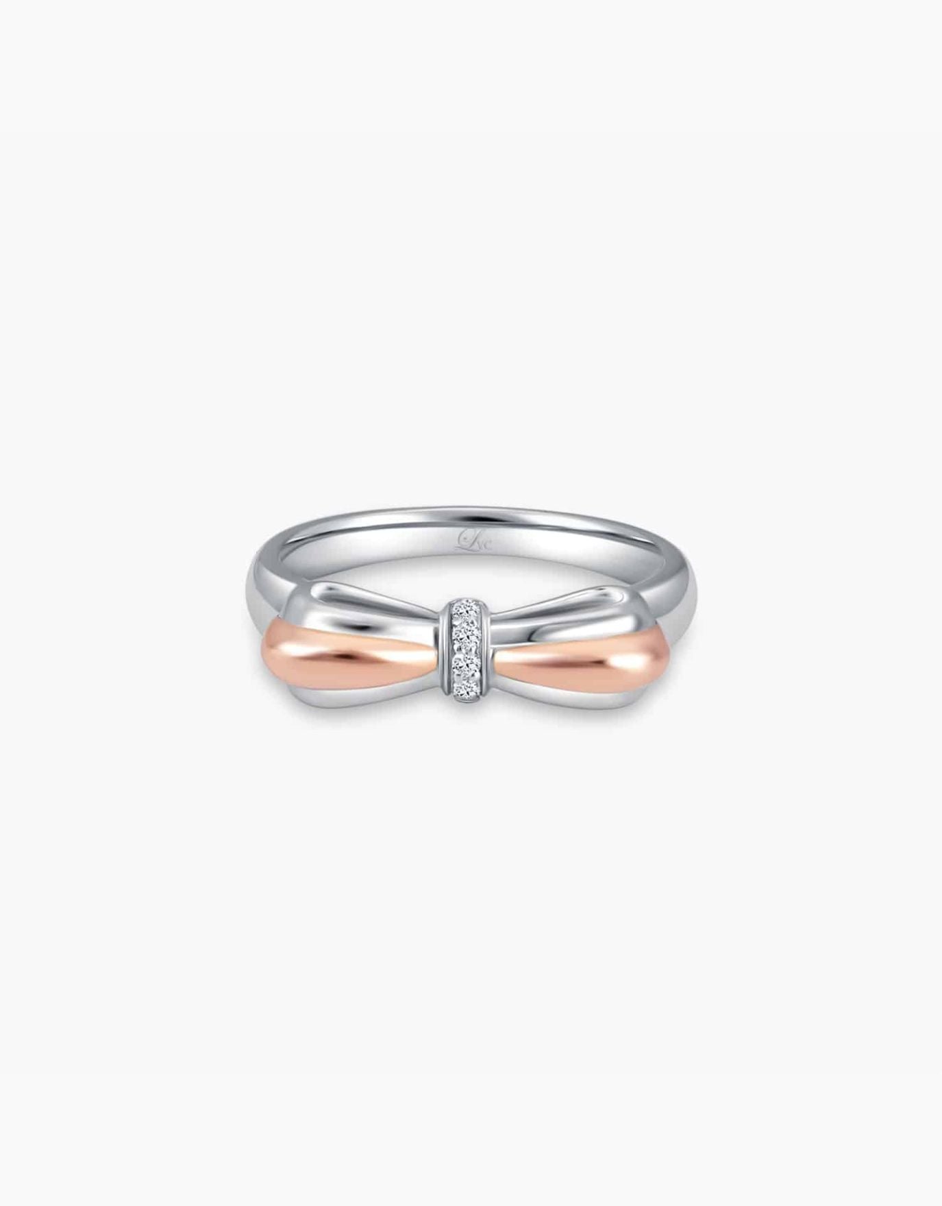 LVC Noeud Bond Ring with Rose Gold Bow and Diamond Encrusted Knot