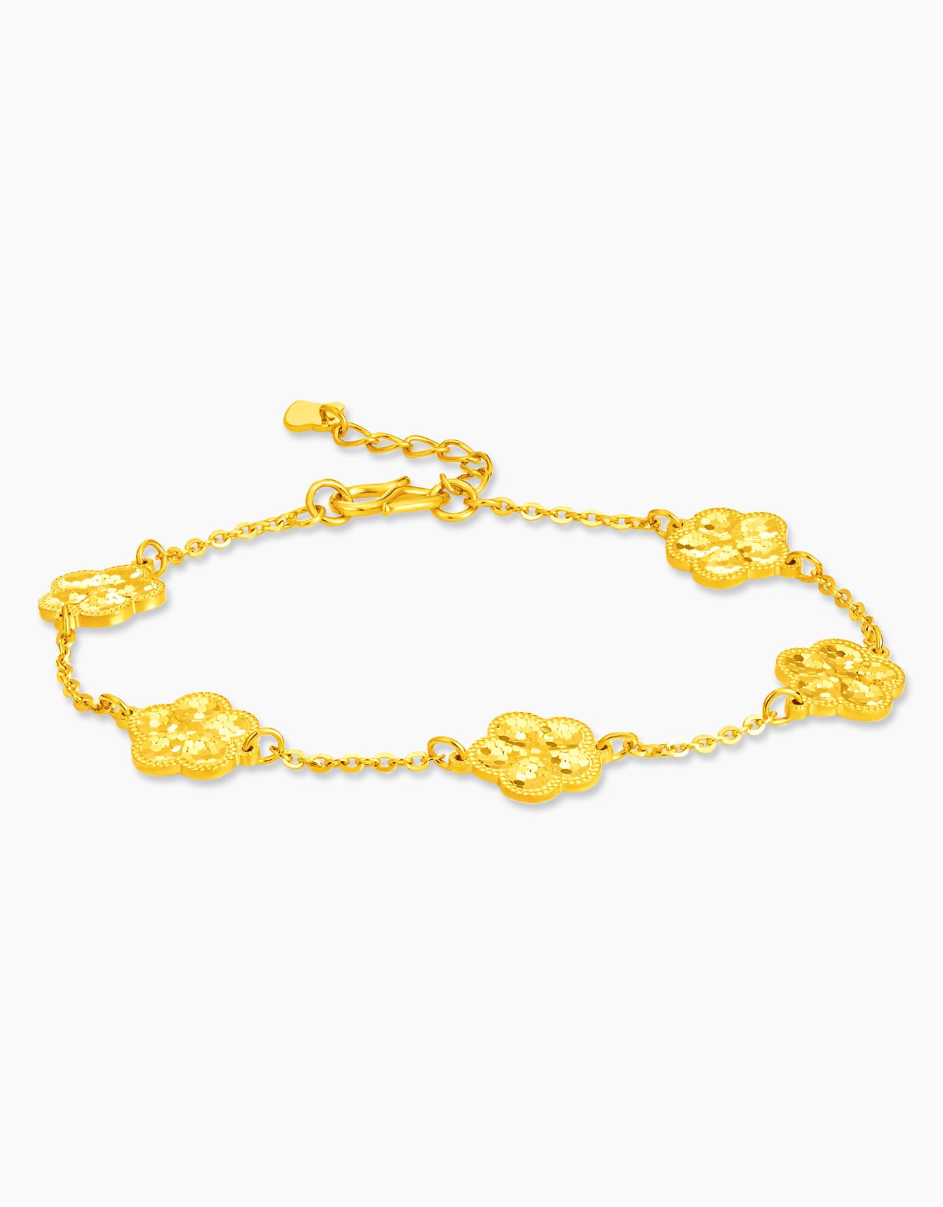 LVC 9IN Floral Quintet 999 Gold Bracelet