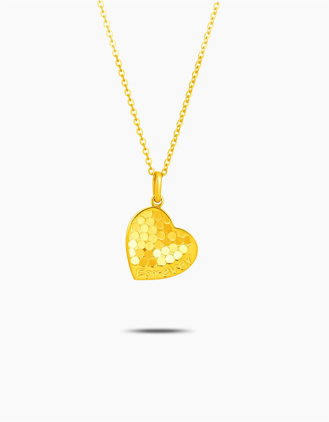 LVC 9IN Honeycombed Heart 999 Gold Necklace
