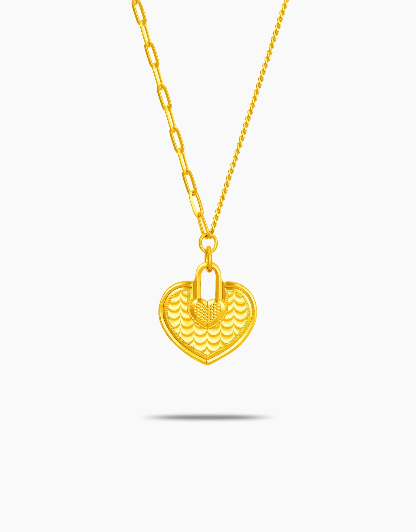 LVC 9IN Locked Heart 999 Gold Necklace
