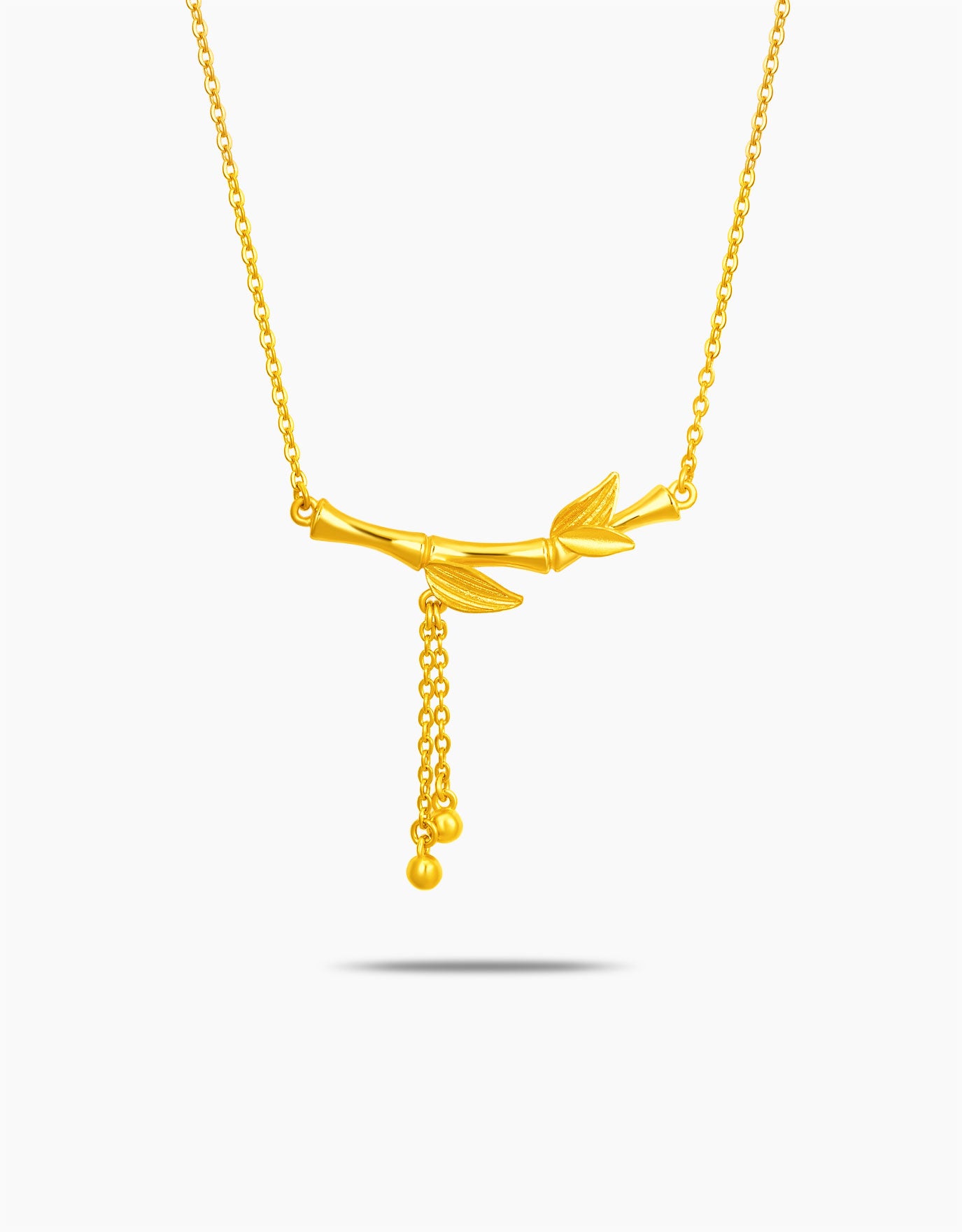 LVC 9IN Drop Curved Petals 999 Gold Necklace