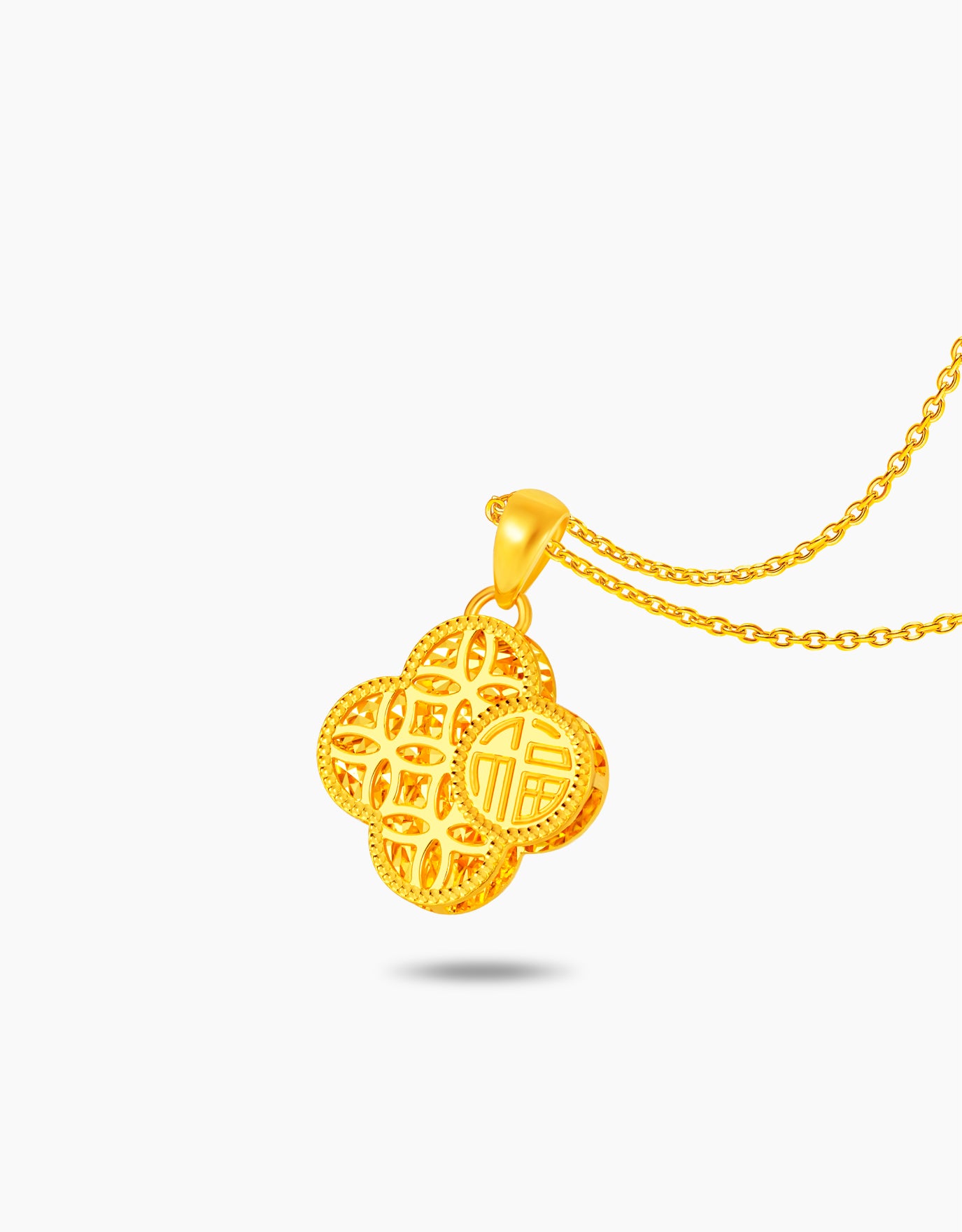 LVC 9IN Blessed Clover 999 Gold Pendant