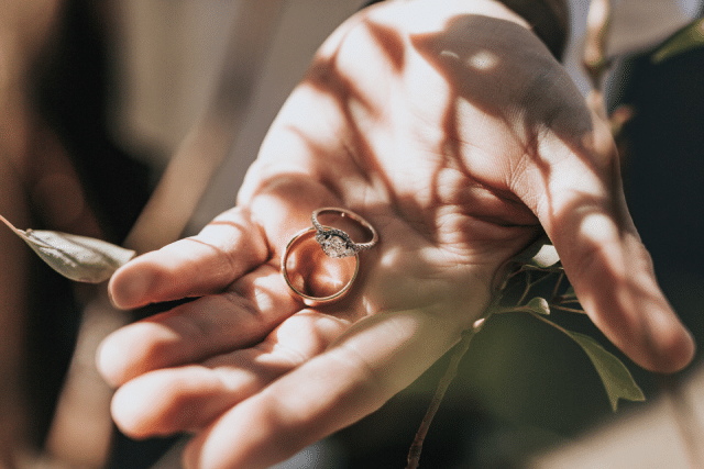 Matching bride and 2025 groom wedding rings