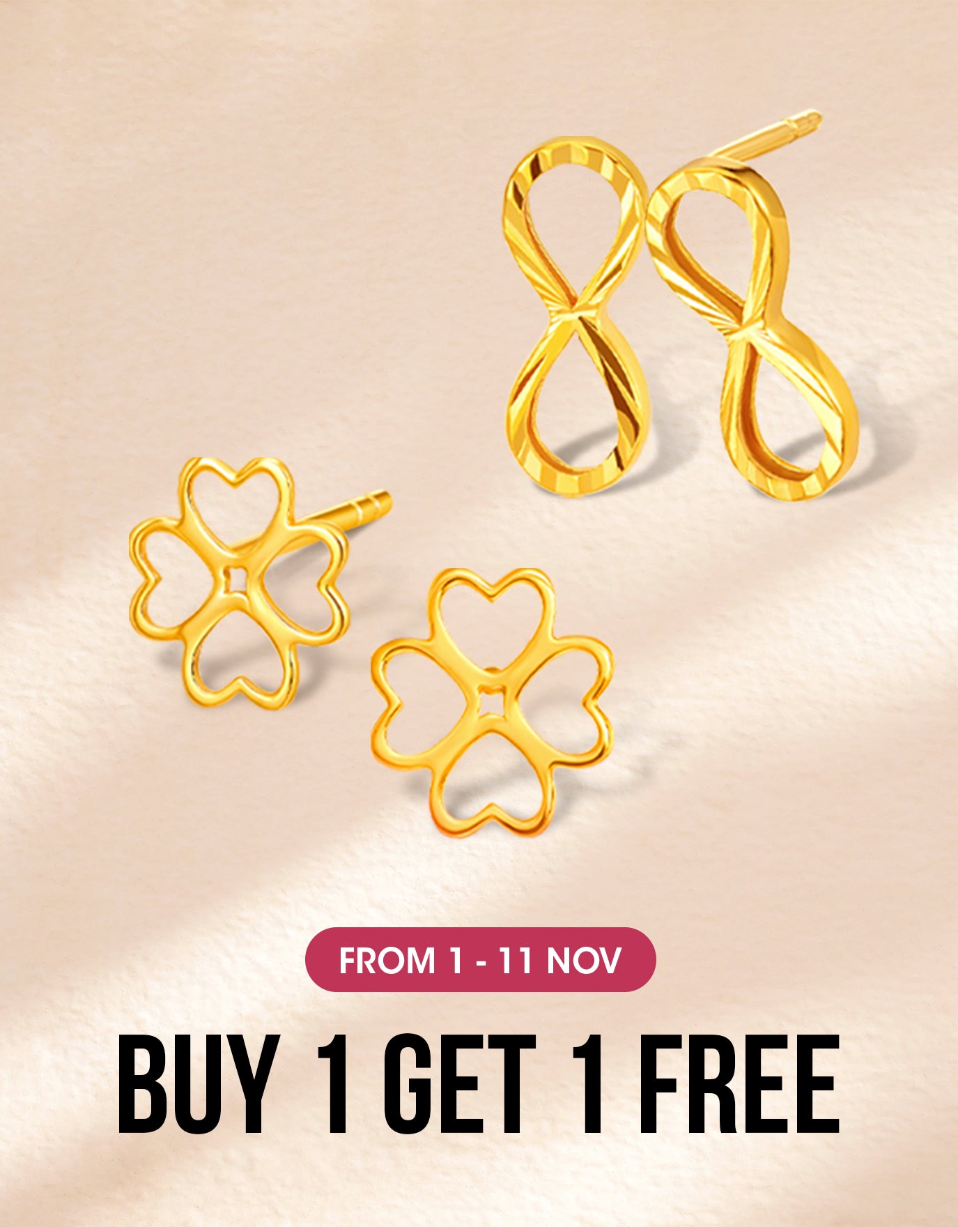 LVC MOD22 Infinite Luck Gold Earrings Bundle Set
