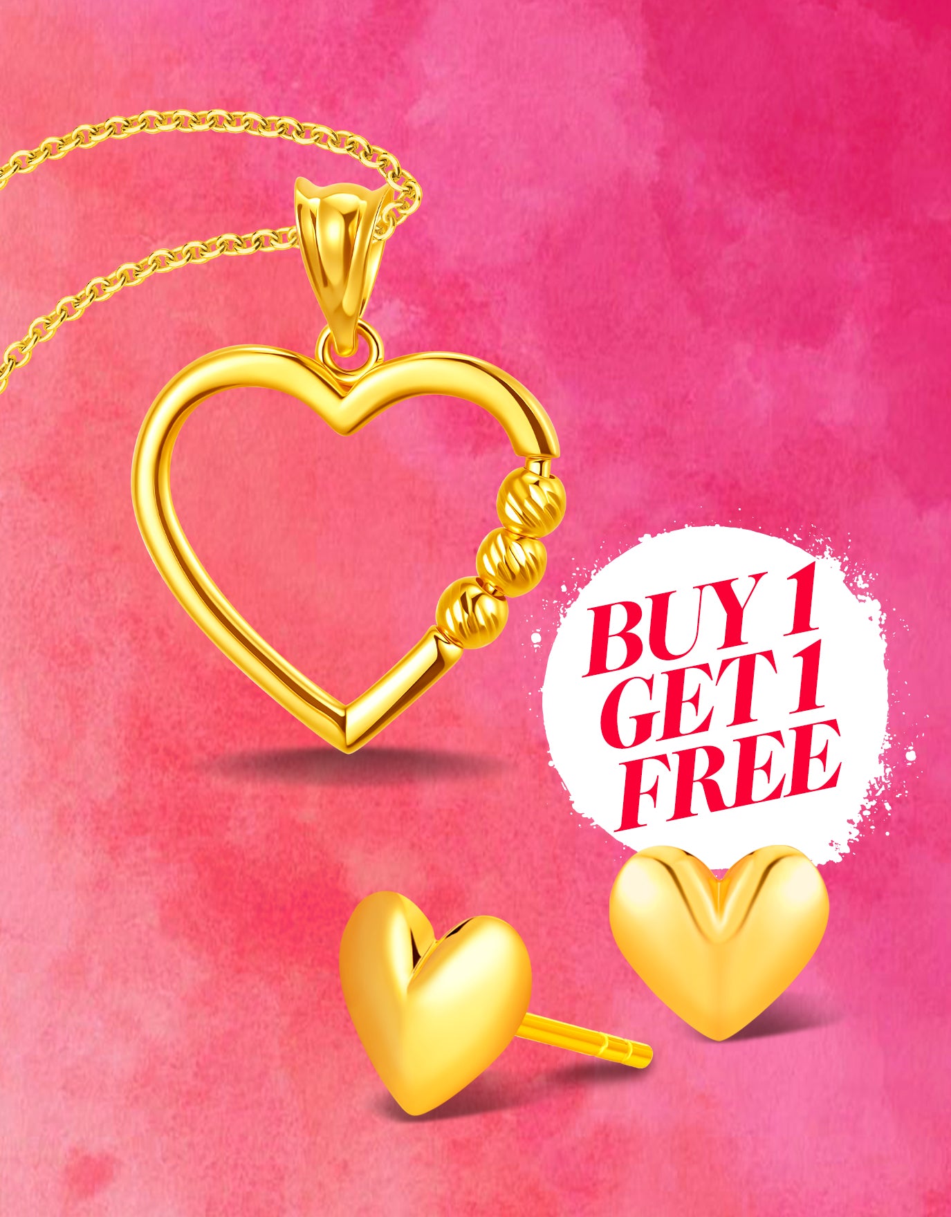 LVC MOD22 Gold Heart Necklace & Earrings Bundle