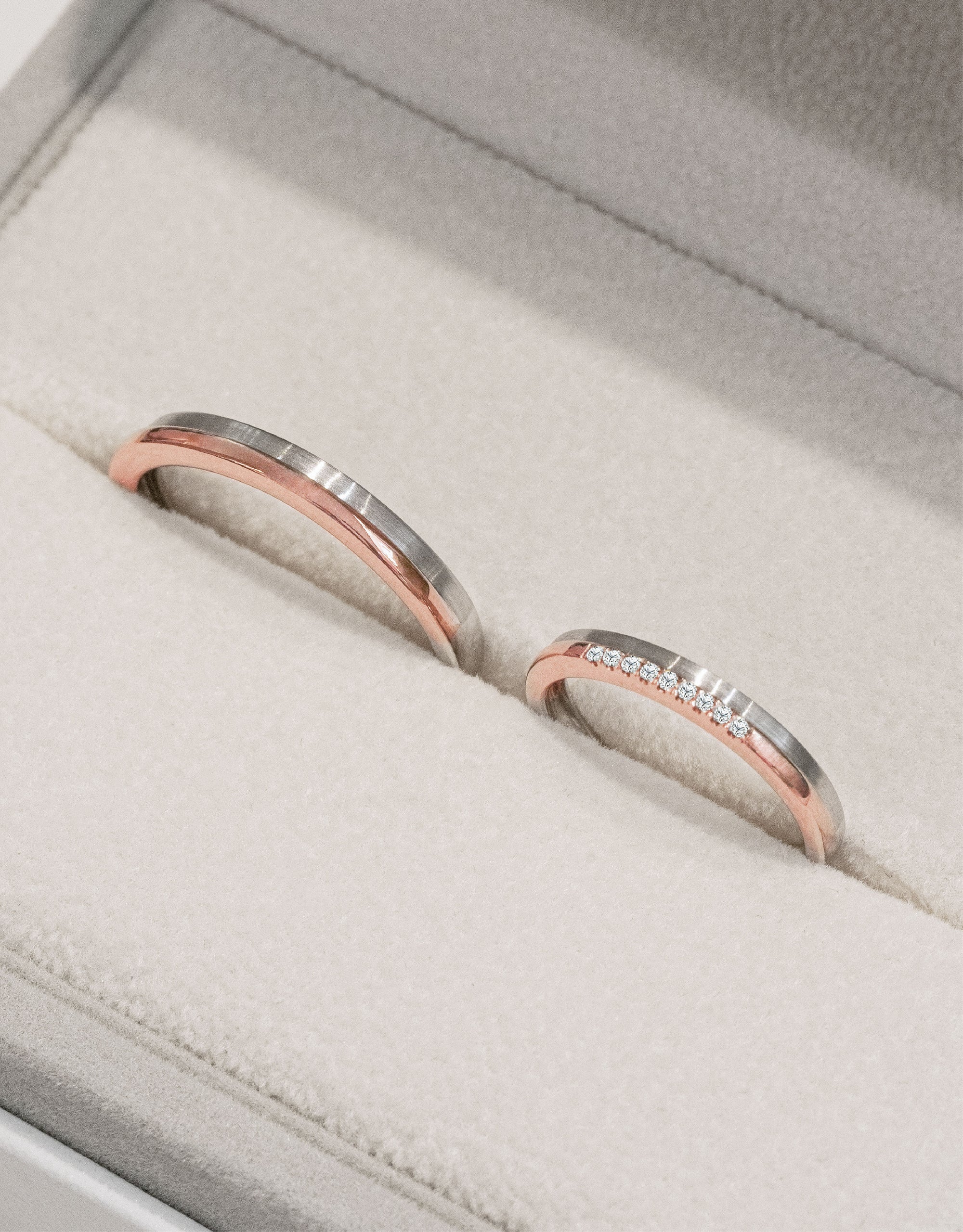 LVC Desirio Timeless Duo Wedding Band in White and Rose Gold