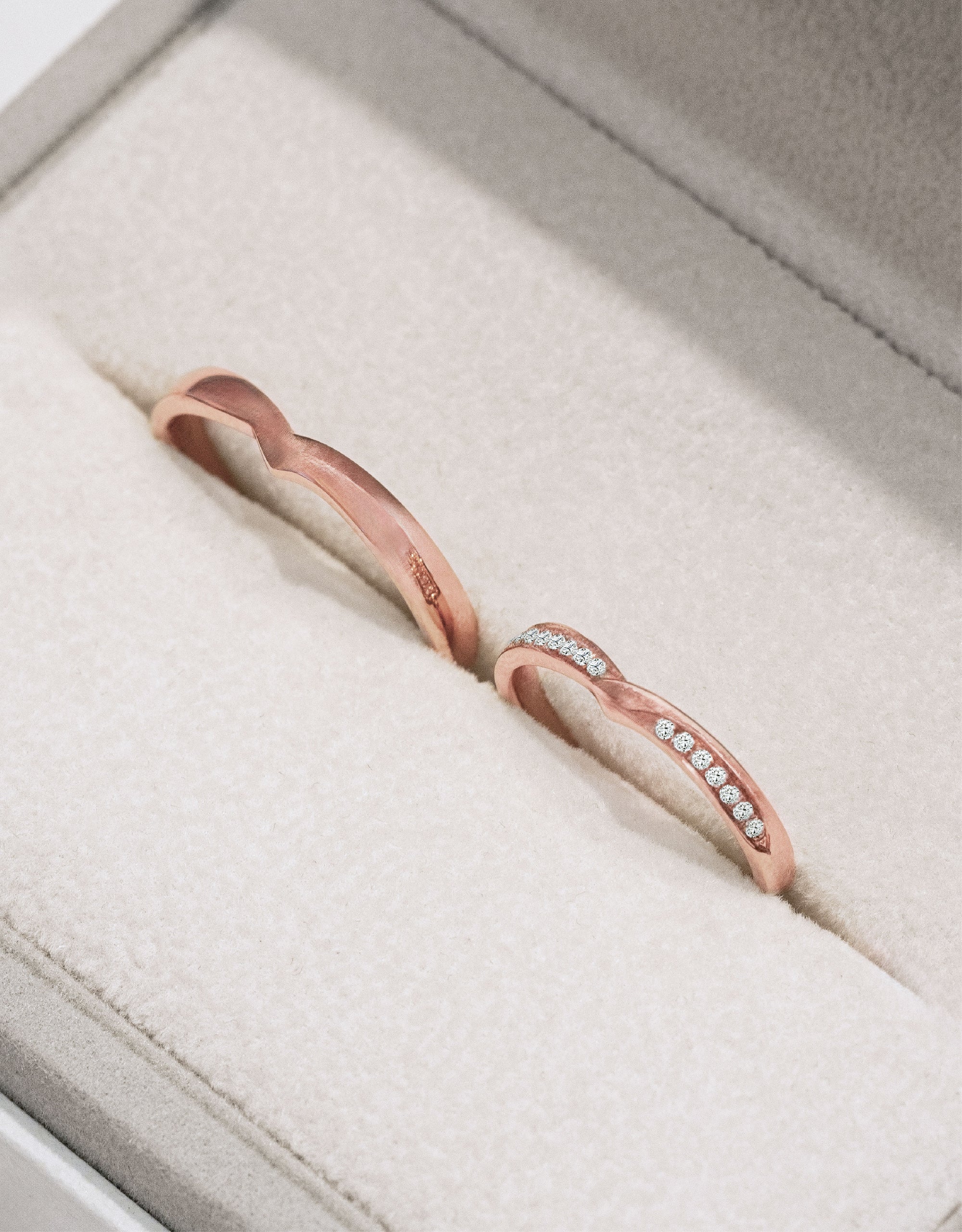 LVC Perfection V-Contour Wedding Band in Rose Gold with Diamonds