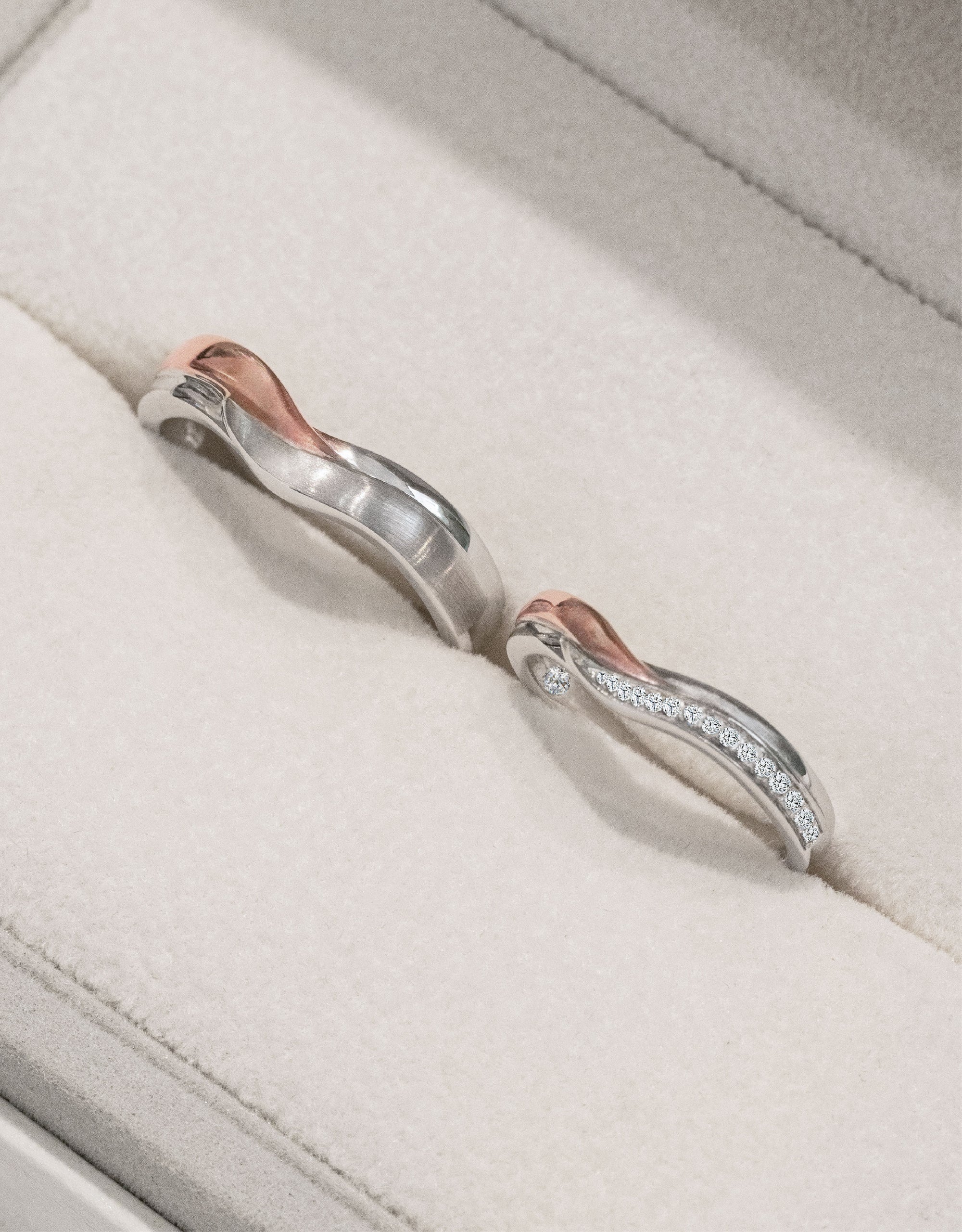 LVC Perfection Hope Wedding Band in White and Rose Gold with Diamonds