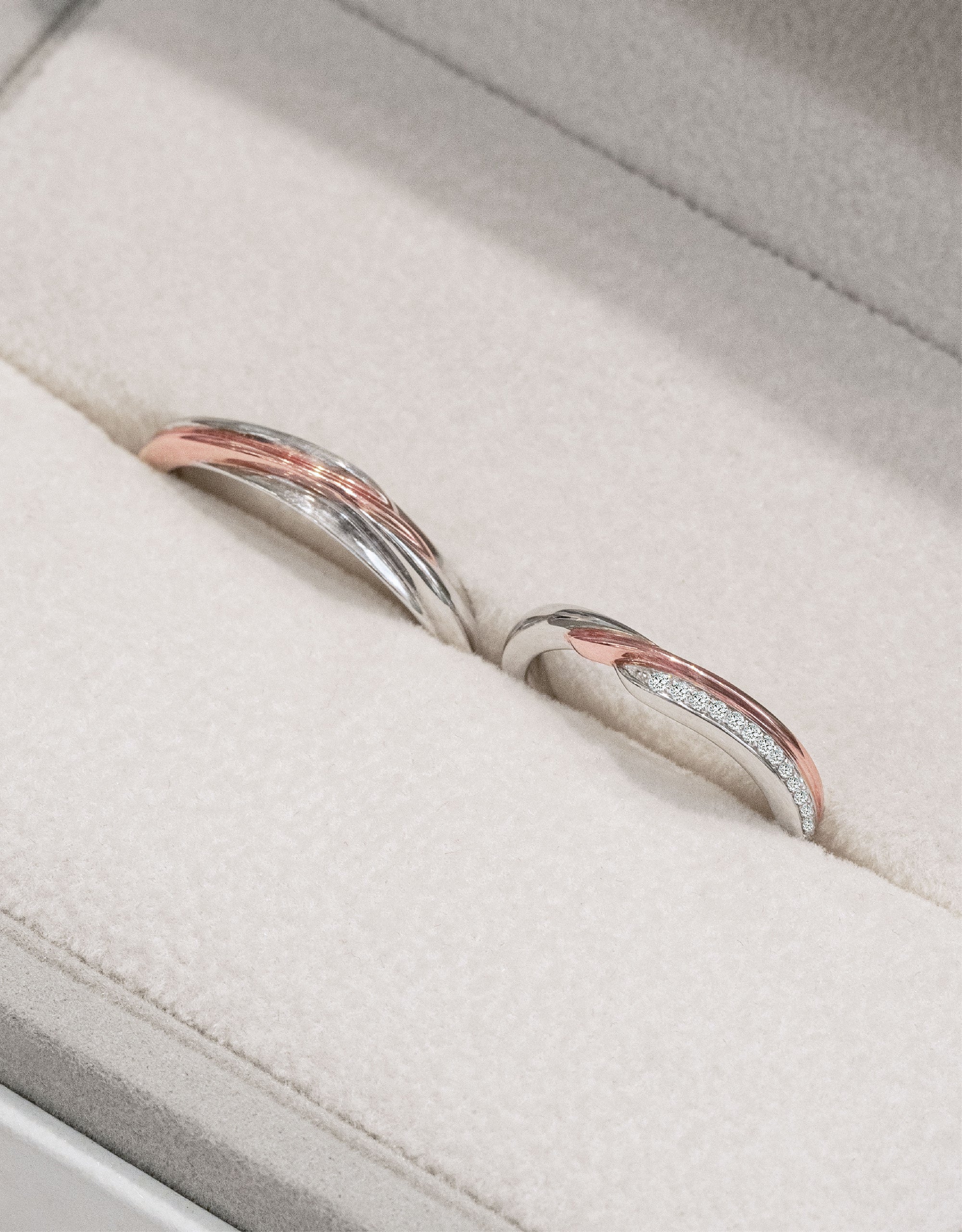 LVC Perfection Grace Wedding Band in White and Rose Gold with Diamonds