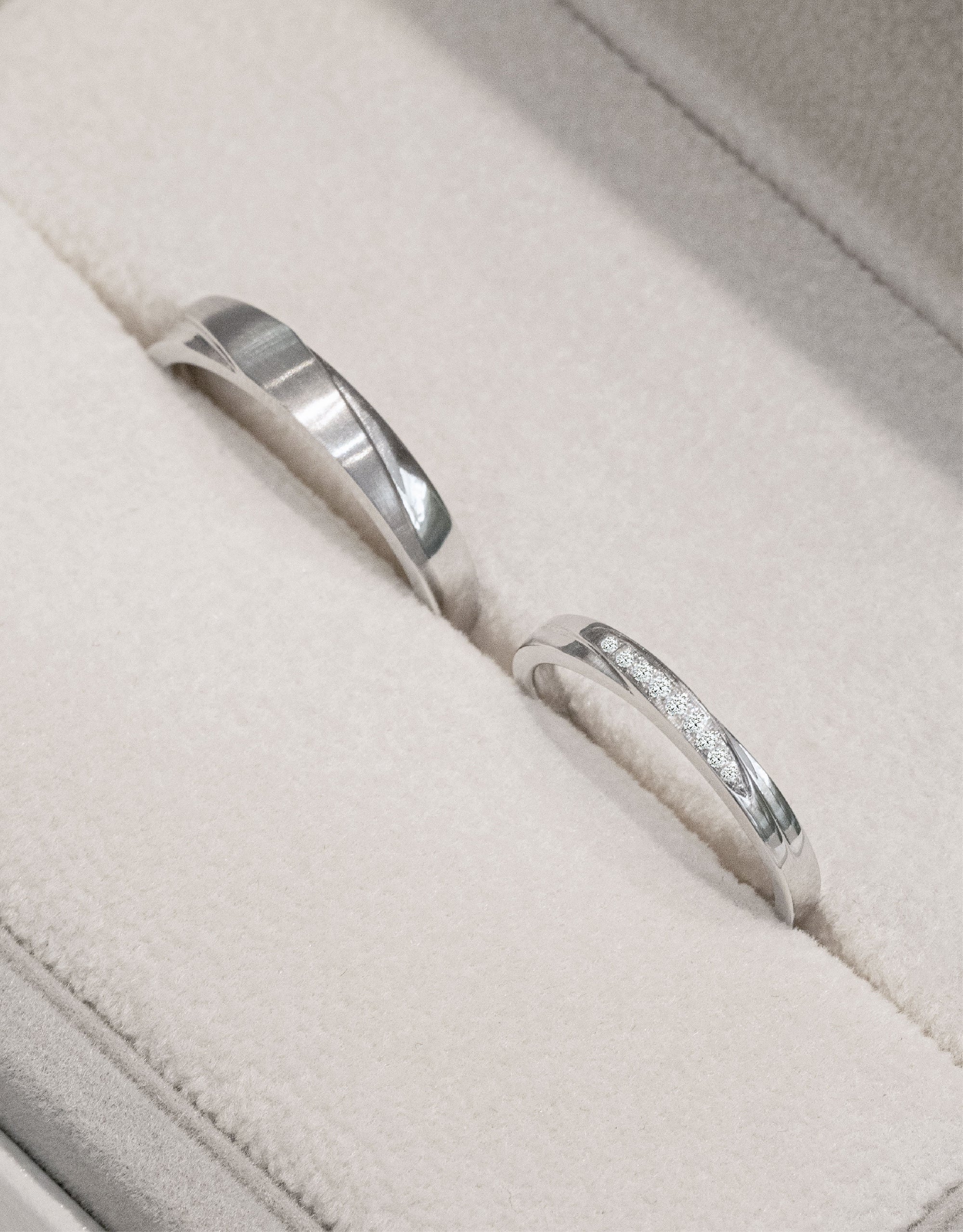 LVC Perfection Matte Curve Wedding Band in White Gold