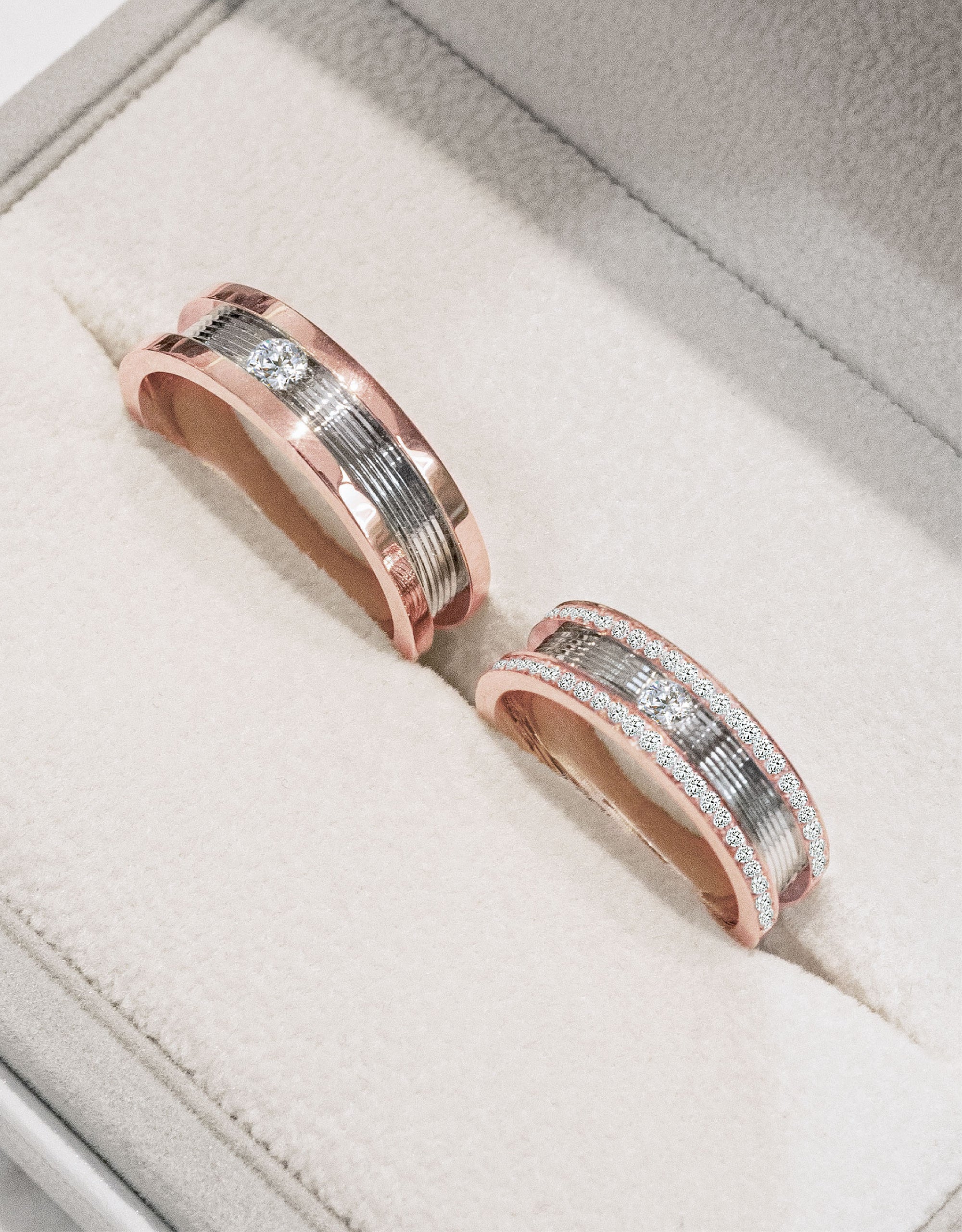 LVC Promise Eternity Wedding Band with a Center Solitaire Diamond