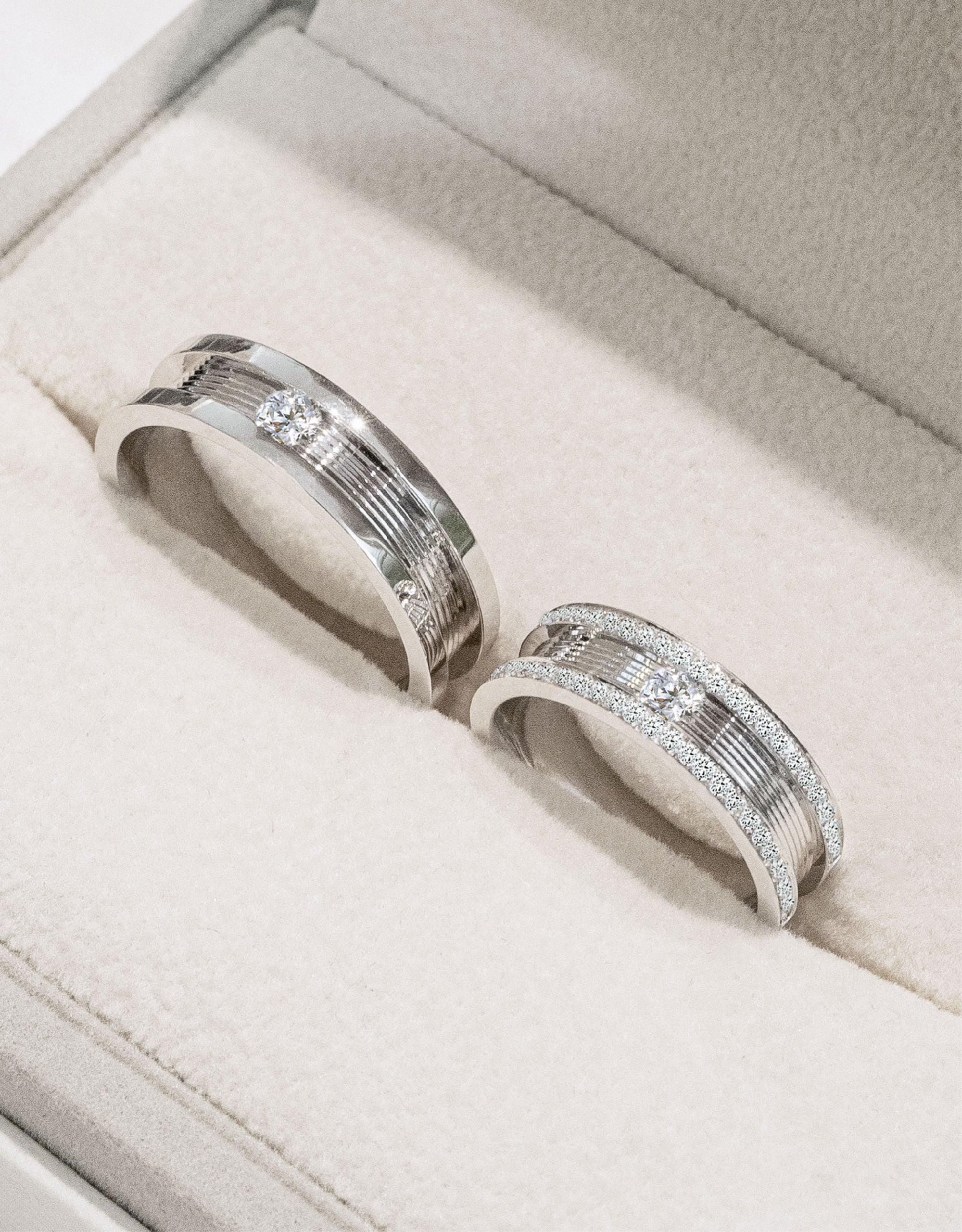LVC Promise Eternity Wedding Band with a Center Solitaire Diamond
