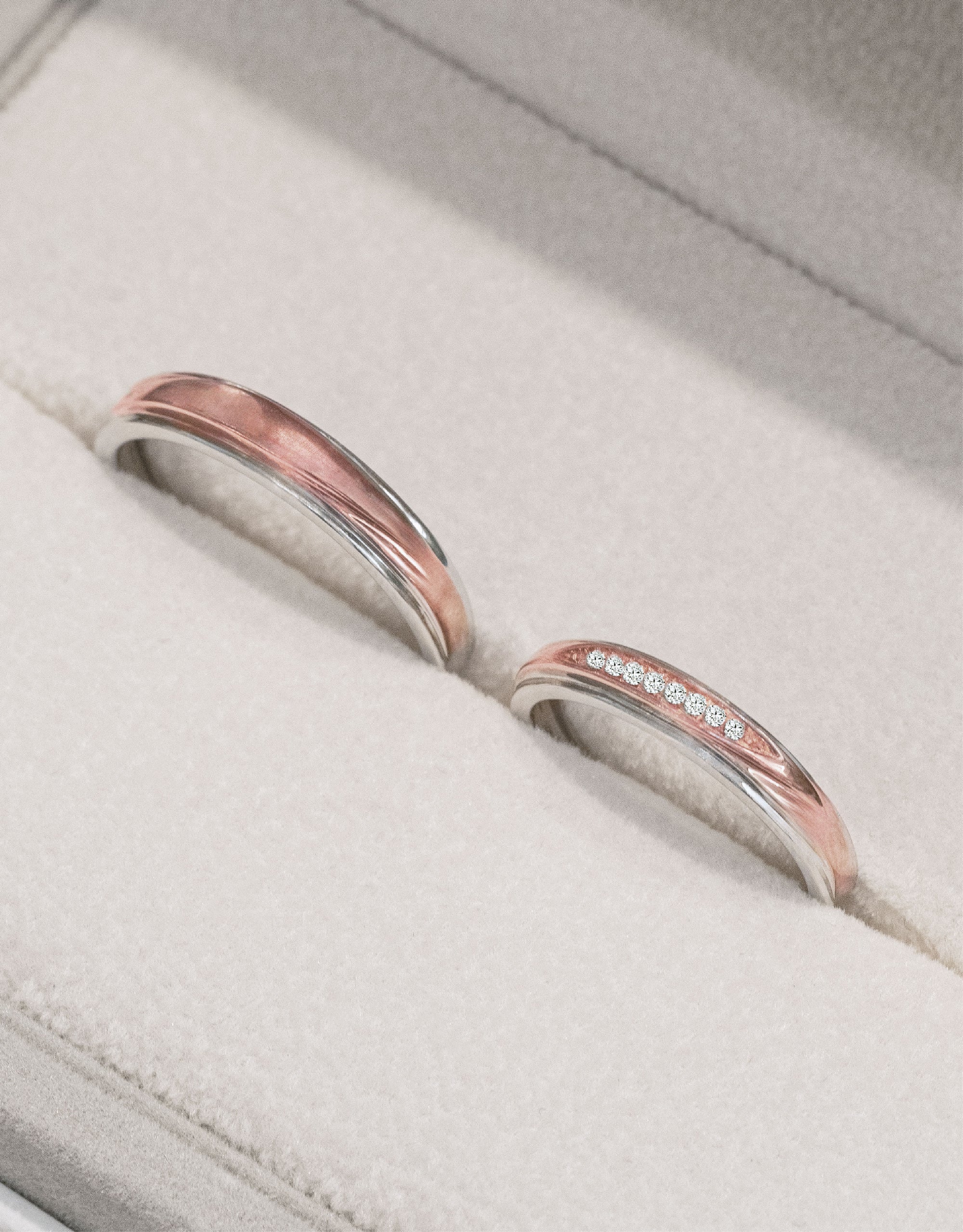 LVC Tresor Wedding Band in White Gold with Rose Gold Band