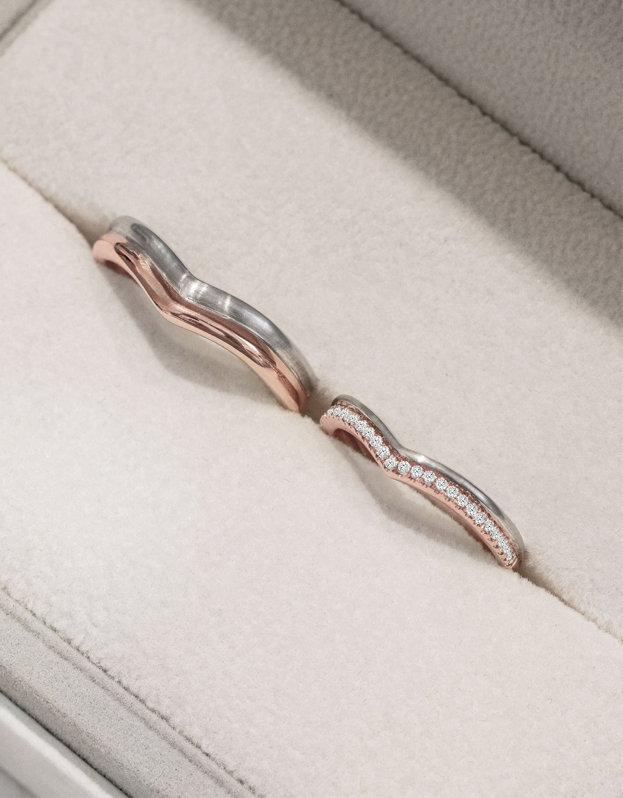 LVC Perfection Amour Wedding Band in Duo Tones with Diamonds