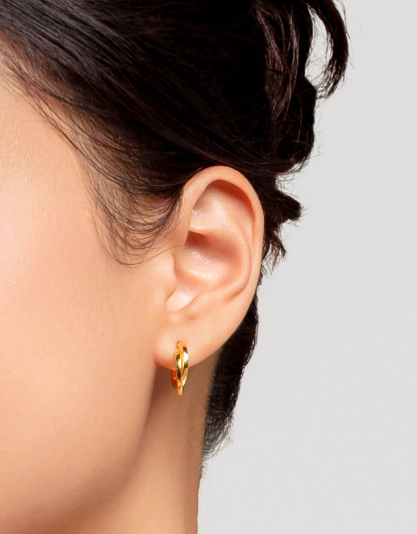 LVC MOD22 Twin Cercle Gold Hoop Earrings