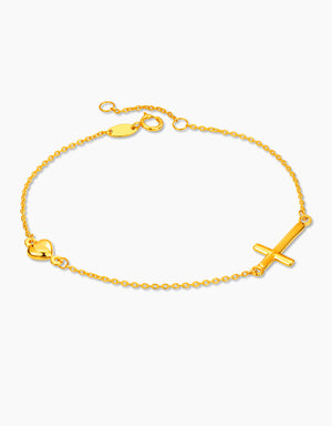 LVC MOD22 Faith & Love Gold Cross Bracelet