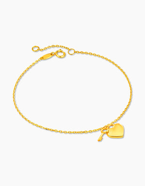 LVC MOD22 Lover's Promise Heart & Key Gold Bracelet