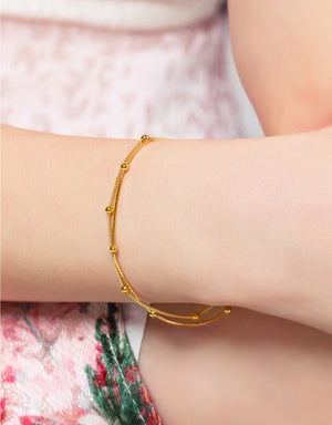 LVC MOD22 Gleam Bead Curb Gold Bracelet
