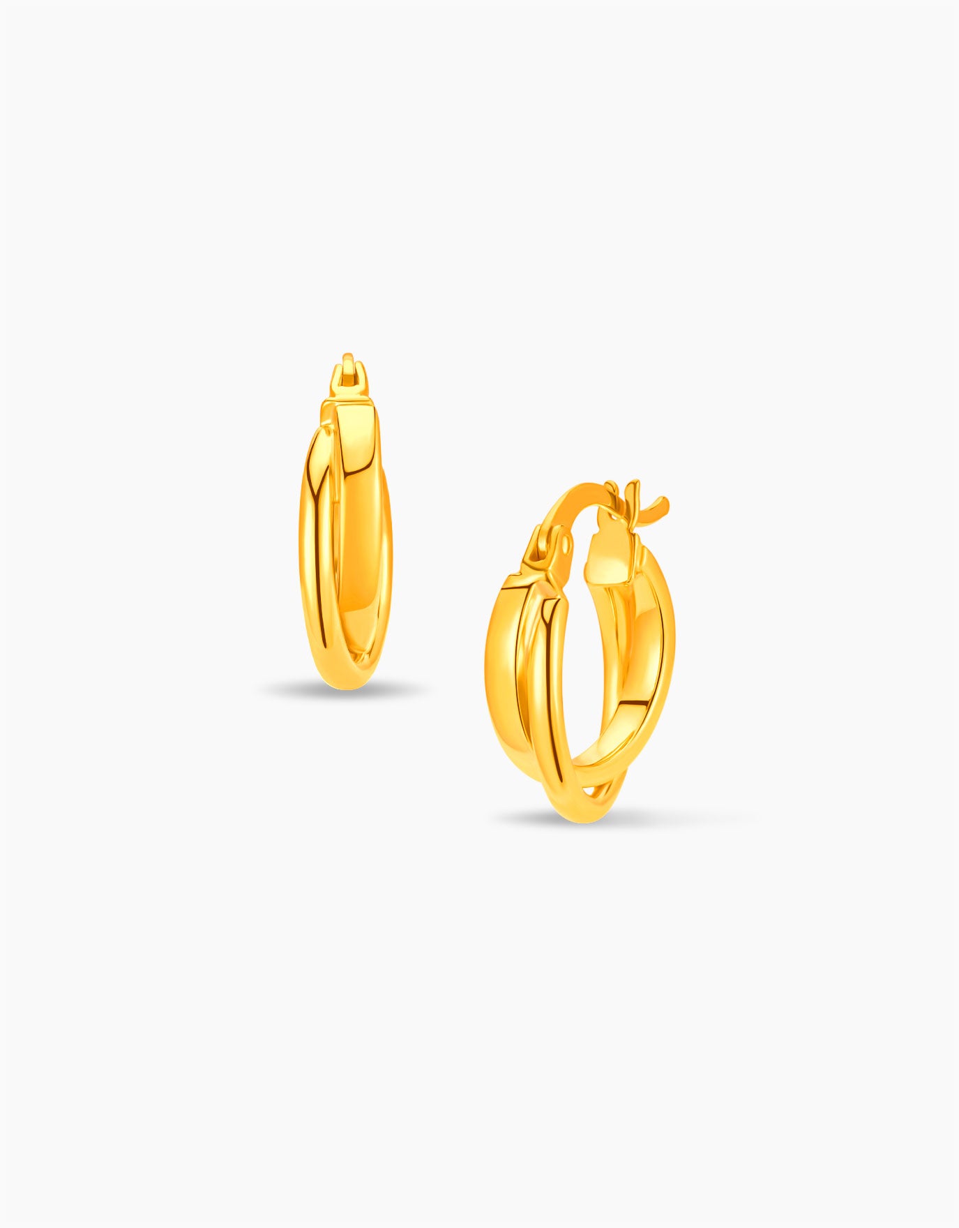 LVC MOD22 Twin Cercle Gold Hoop Earrings