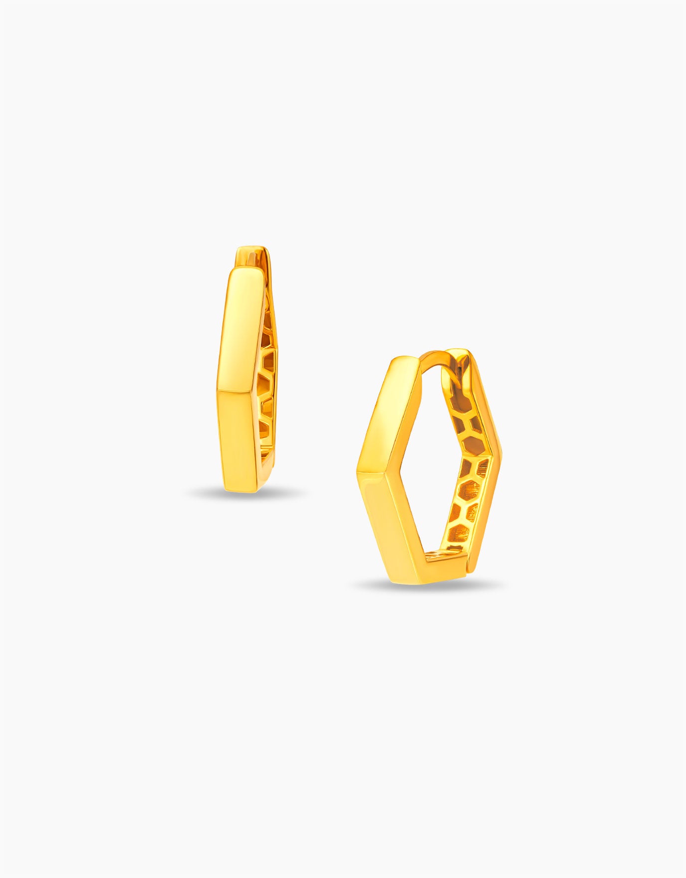 LVC MOD22 Hexagon Glam Gold Hoop Earrings