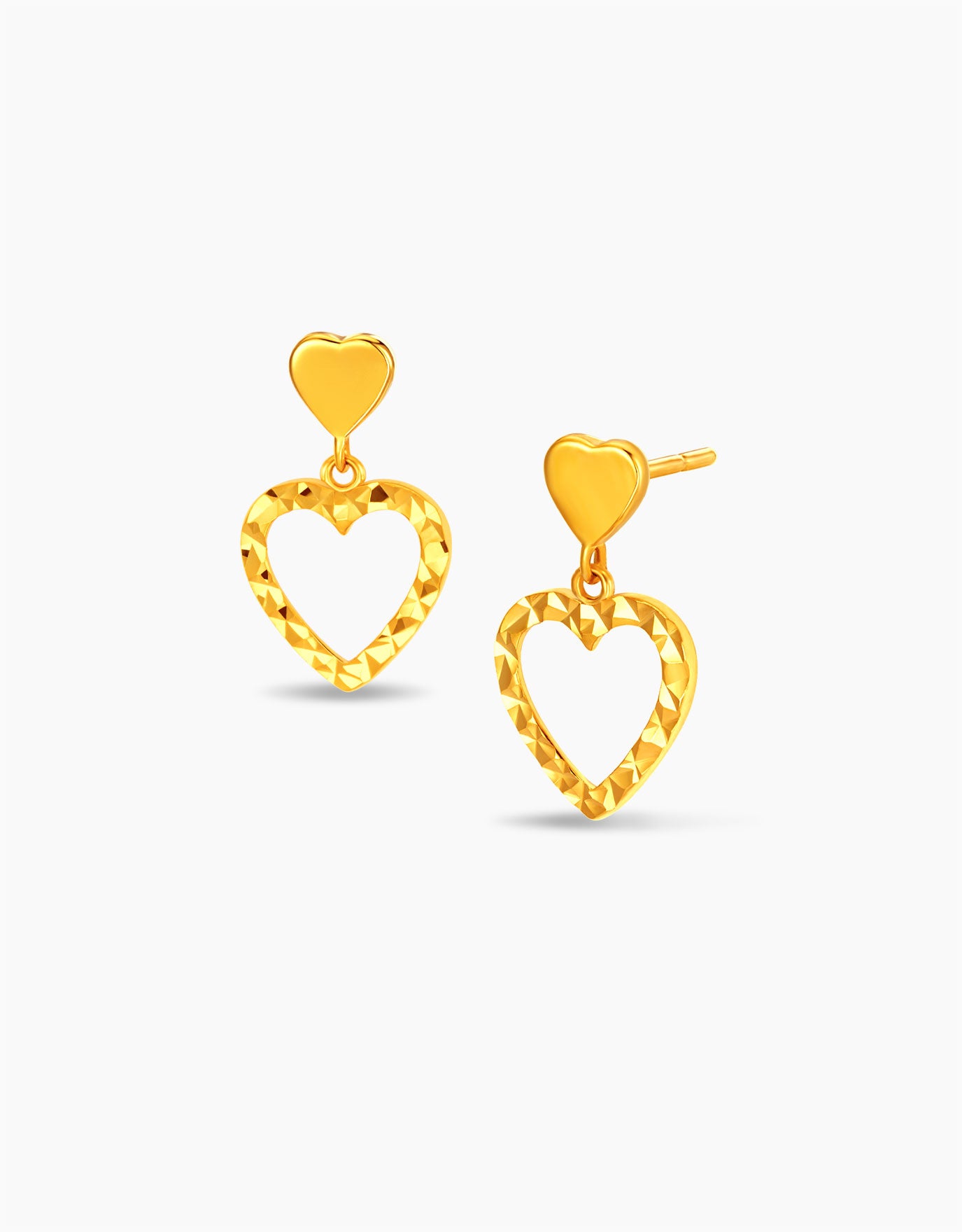 LVC MOD22 Drop Hearts Gold Earrings