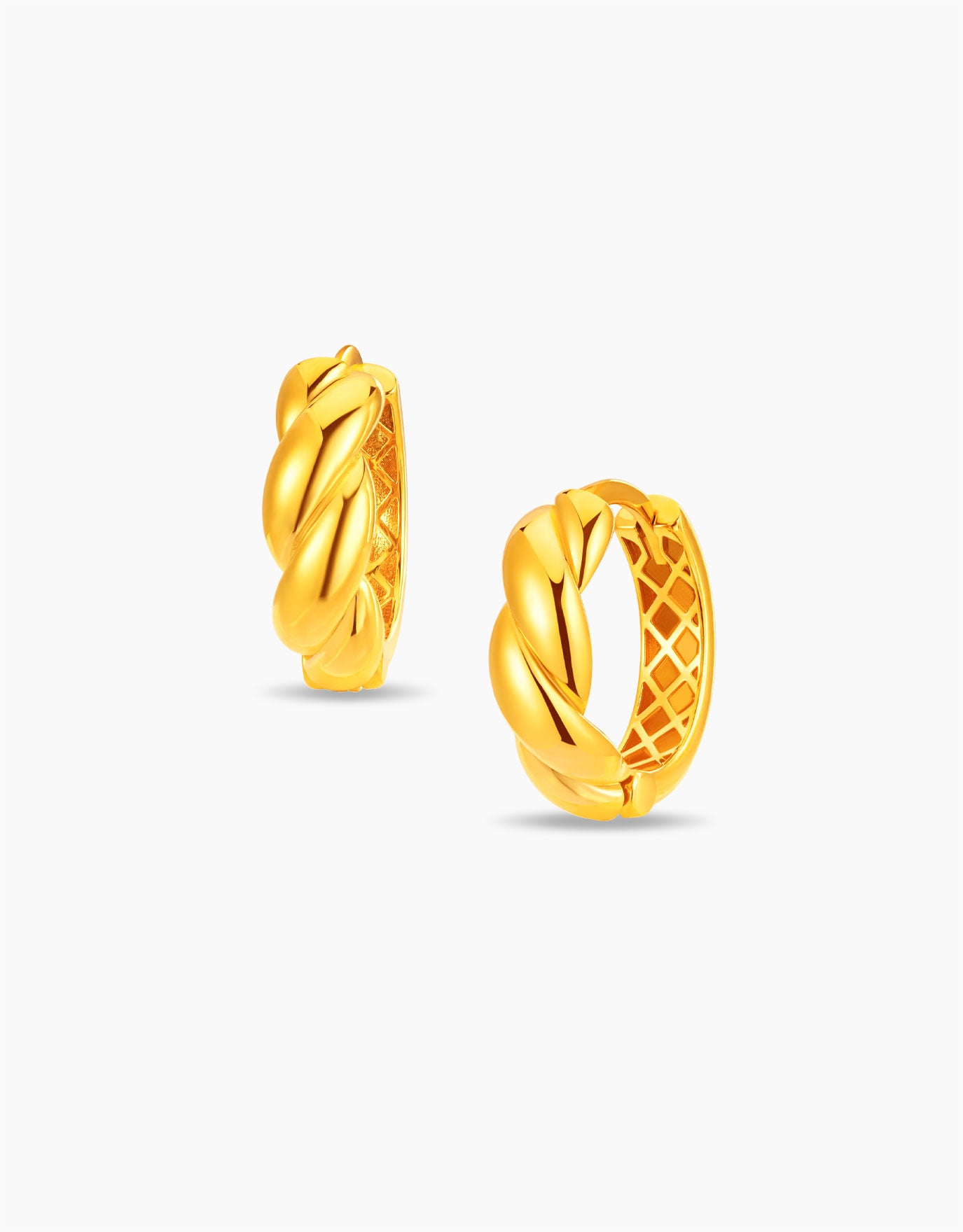 LVC MOD22 Croissant Swirl Gold Hoop Earrings