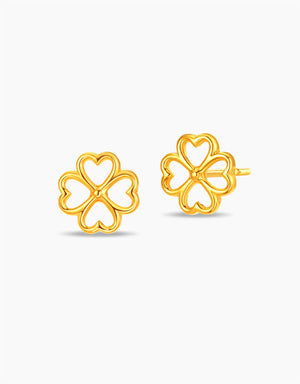 LVC MOD22 Aeris Clover Hearts Gold Earrings
