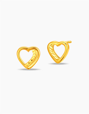 LVC MOD22 Edgeways Hearts Gold Earrings