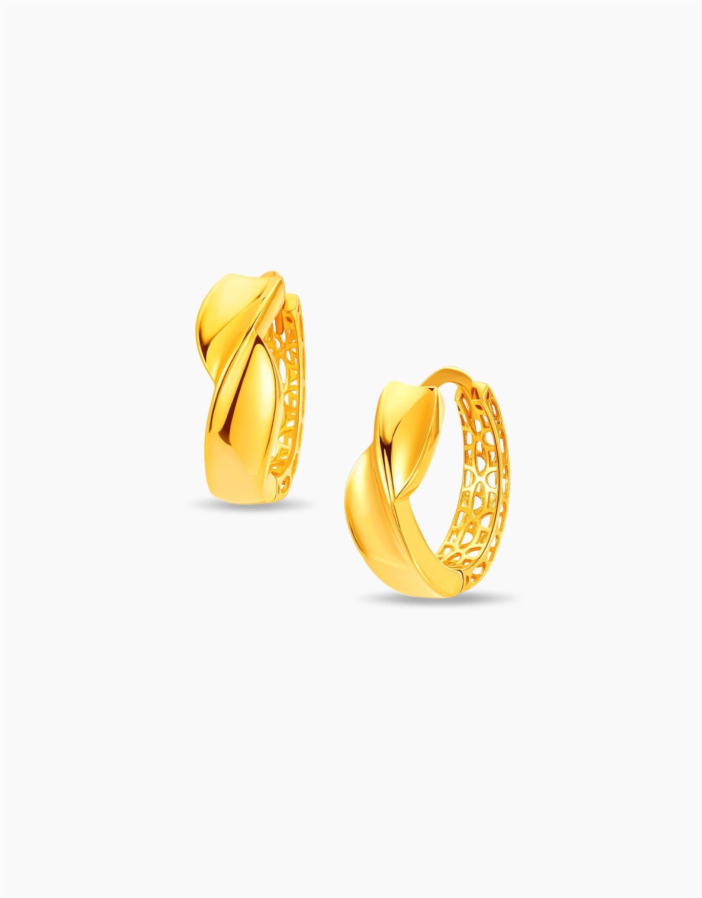 LVC MOD22 Twirl Edge Gold Hoop Earrings