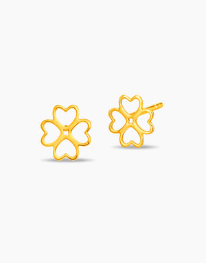 LVC MOD22 Lucky Clover Hearts Gold Earrings