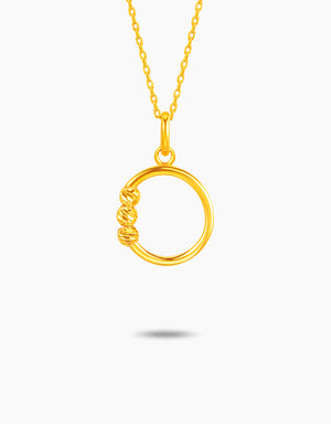 LVC MOD22 Tri-Beaded Circle Gold Necklace