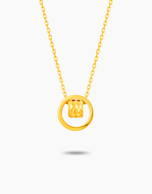 LVC MOD22 Circle Barrel Gold Necklace