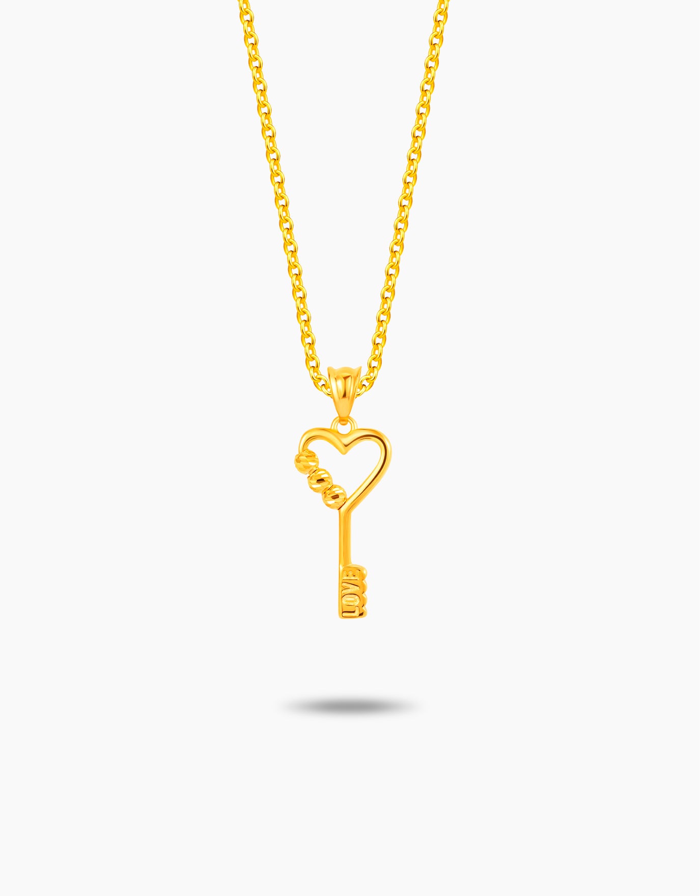 LVC MOD22 Tri-Beaded Heart Gold Key Pendant