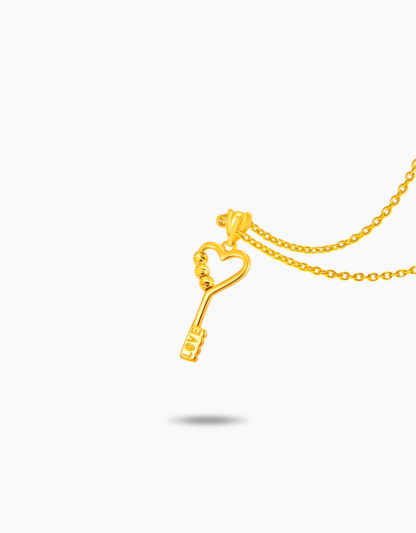 LVC MOD22 Tri-Beaded Heart Gold Key Pendant