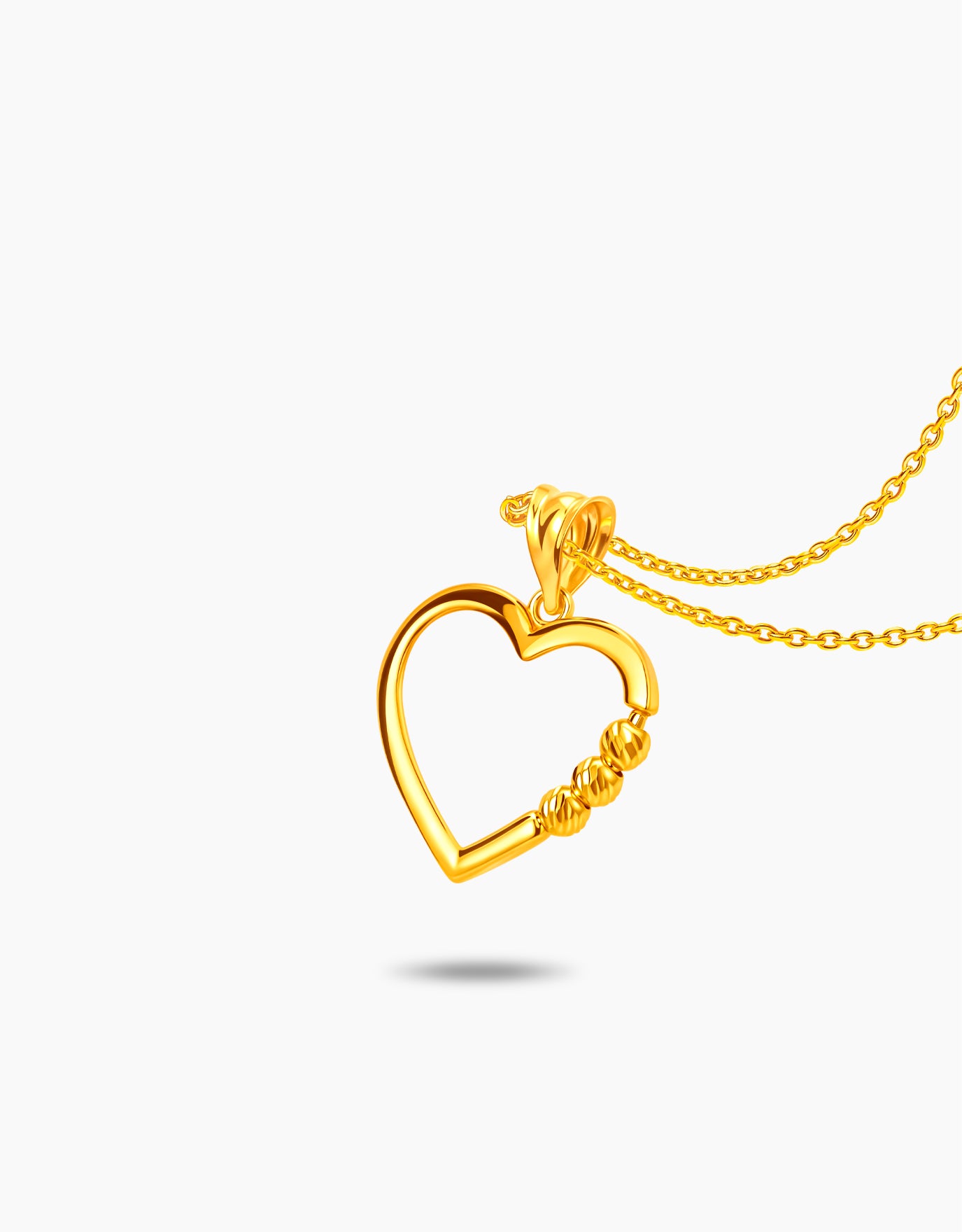LVC MOD22 Tri-Beaded Heart Gold Pendant