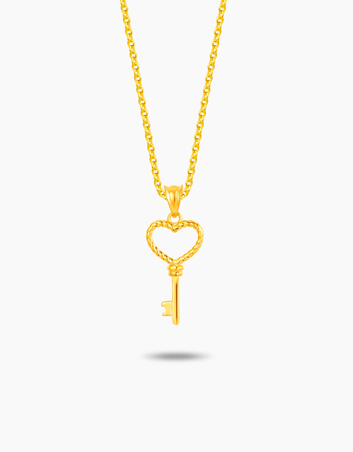 LVC MOD22 Roped Heart Gold Key Pendant