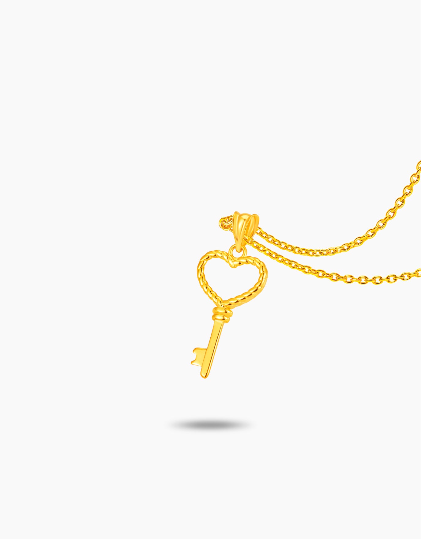 LVC MOD22 Roped Heart Gold Key Pendant