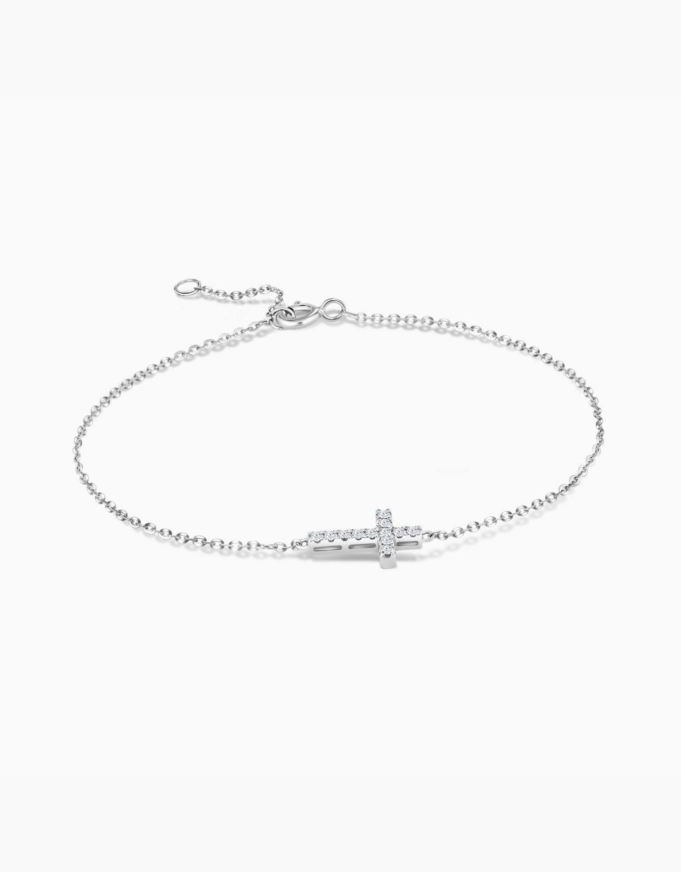 White gold deals diamond cross bracelet