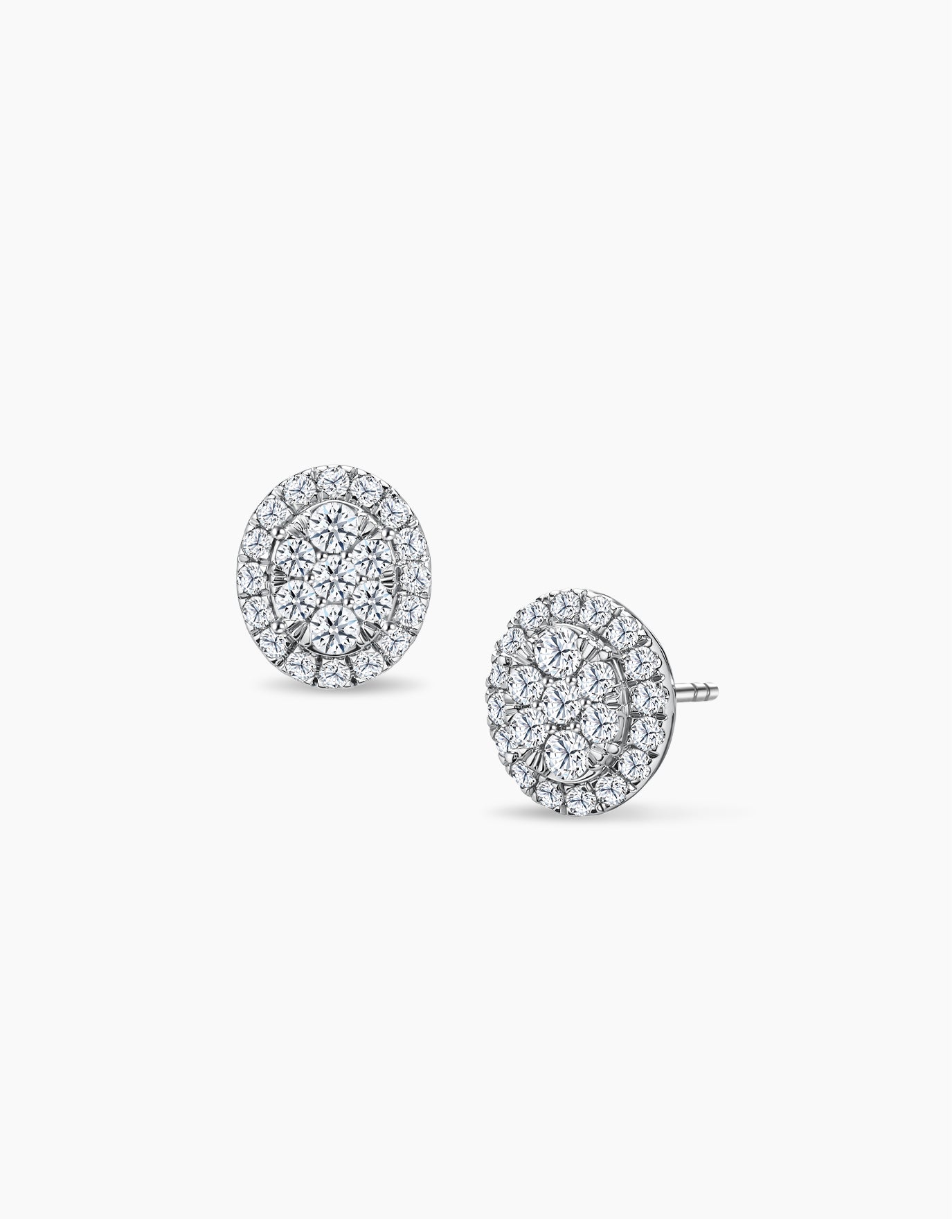 LVC Charmes Oval Halo Bloom Diamond Earrings