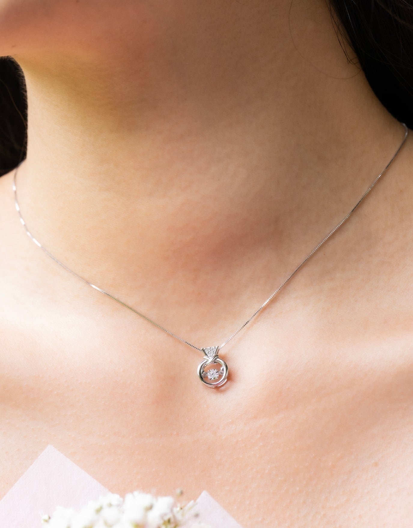 LVC Charmes Crossover Mini Ring Diamond Pendant